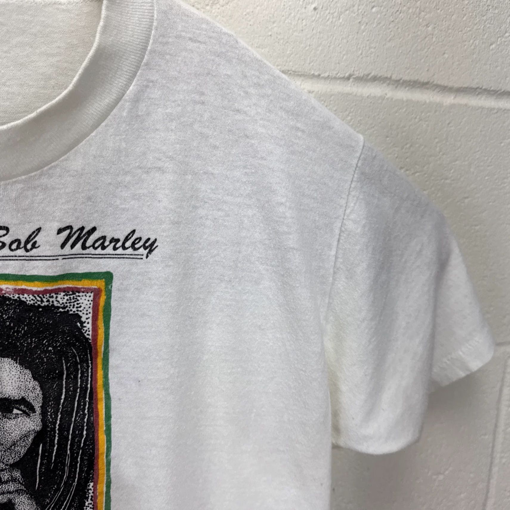 Jerzees VINTAGE Bob Marley T-Shirt 1986 U-Roy Rastafari Graphic Tee Mens Large White 80s Size US M / EU 48-50 / 2 - 6 Thumbnail
