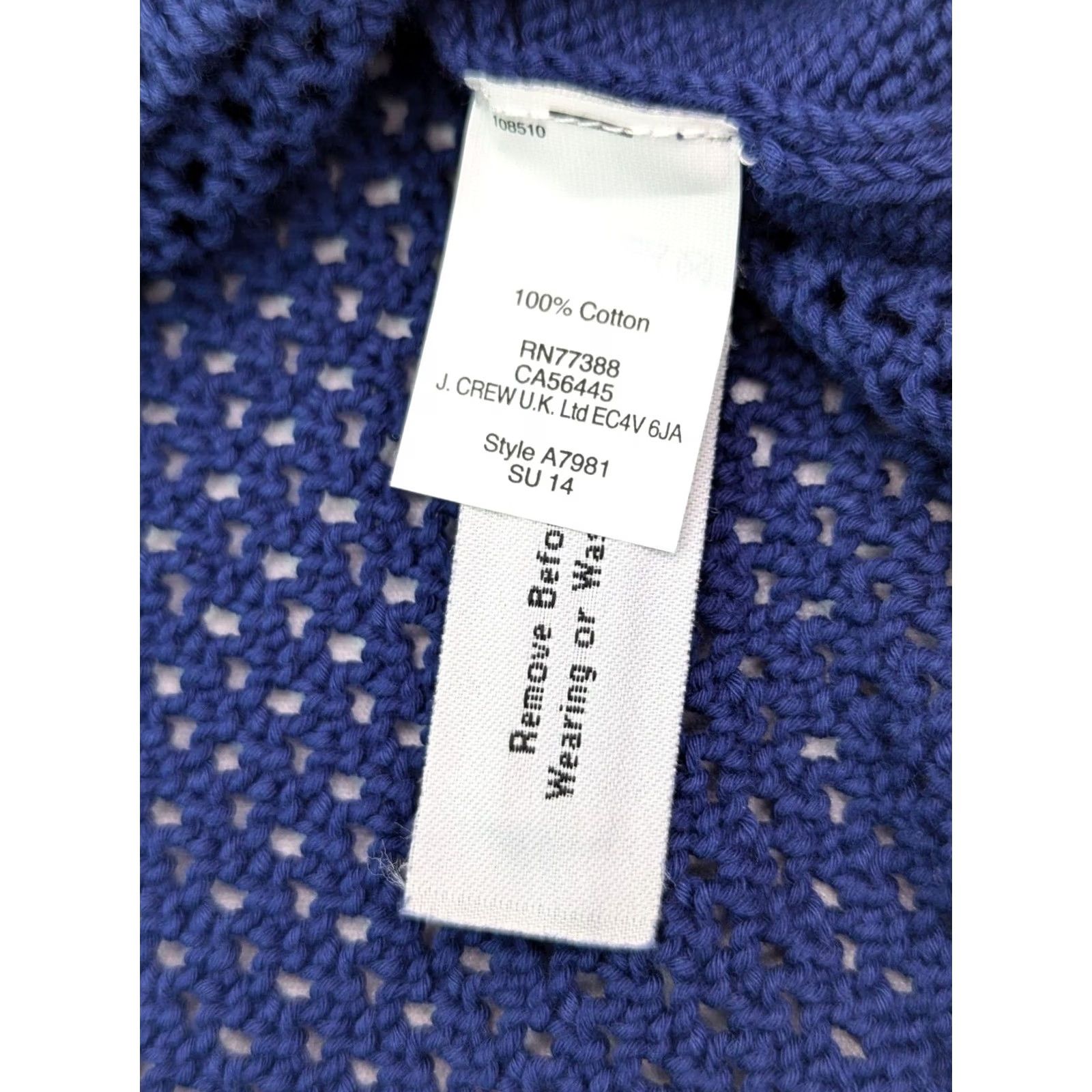 J.Crew J. Crew Sweater Navy Blue Cable-Knit Pullover Crew Neck 3/4 Sleeve 100% Cotton Women L Size L / US 10 / IT 46 - 4 Thumbnail