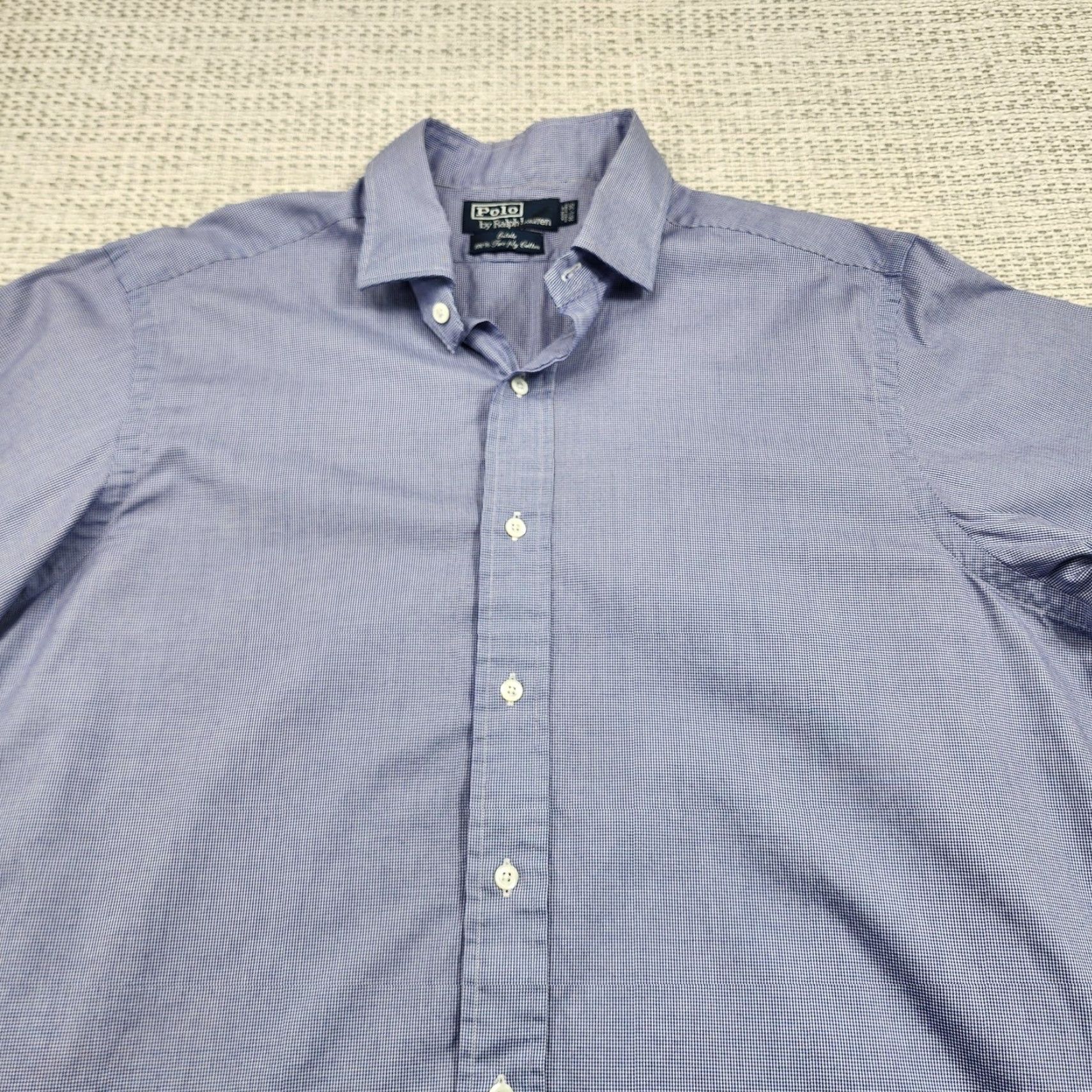 Polo Ralph Lauren Polo Ralph Lauren Shirt Mens 16.5 35 Blue Micro Check Dress Button Down Estate Size 46R - 4 Thumbnail