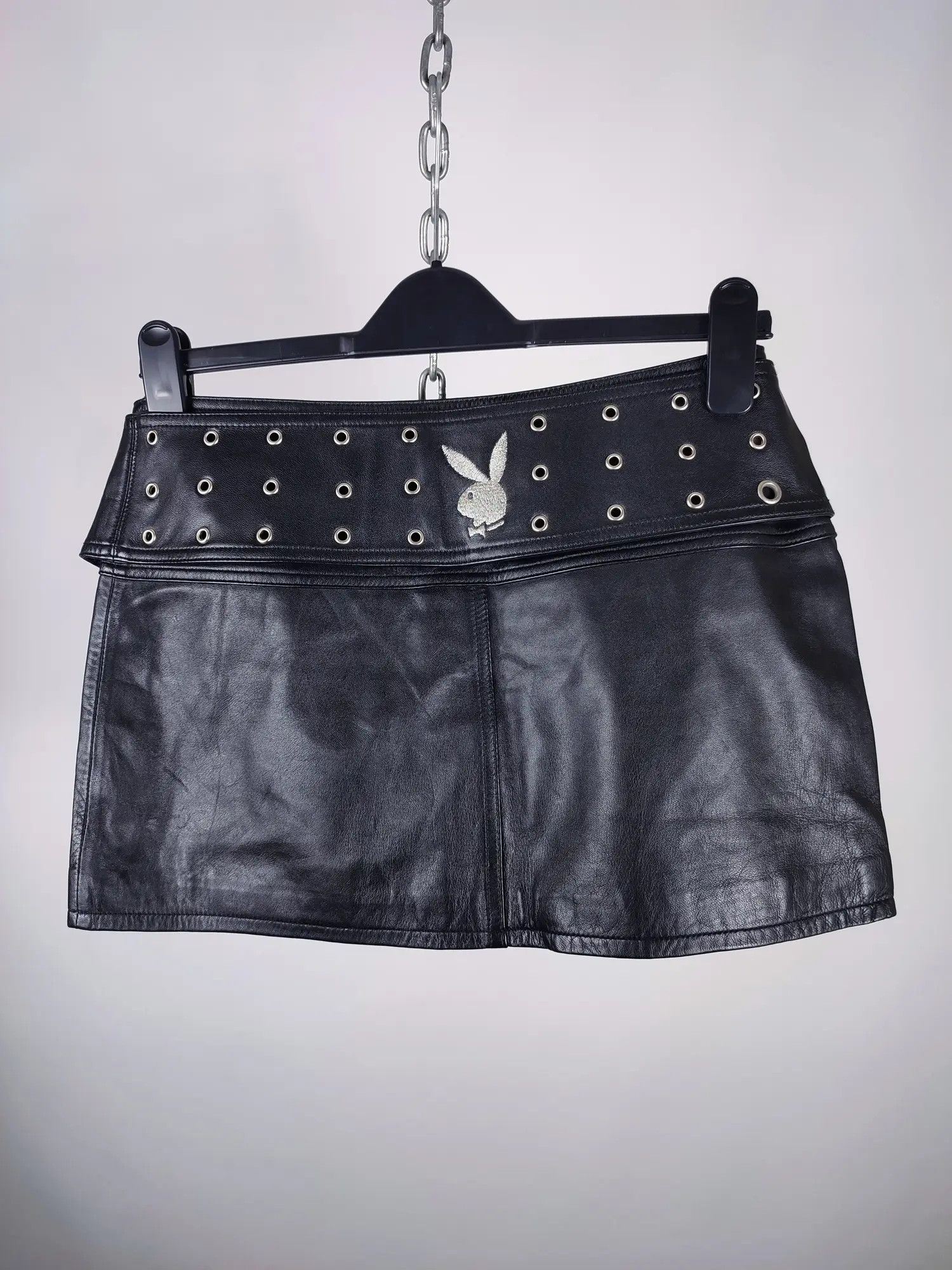 Playboy VTG Playboy logo Leather Belted Mini Skirt Size 32" / US 10 / IT 46 - 7 Thumbnail