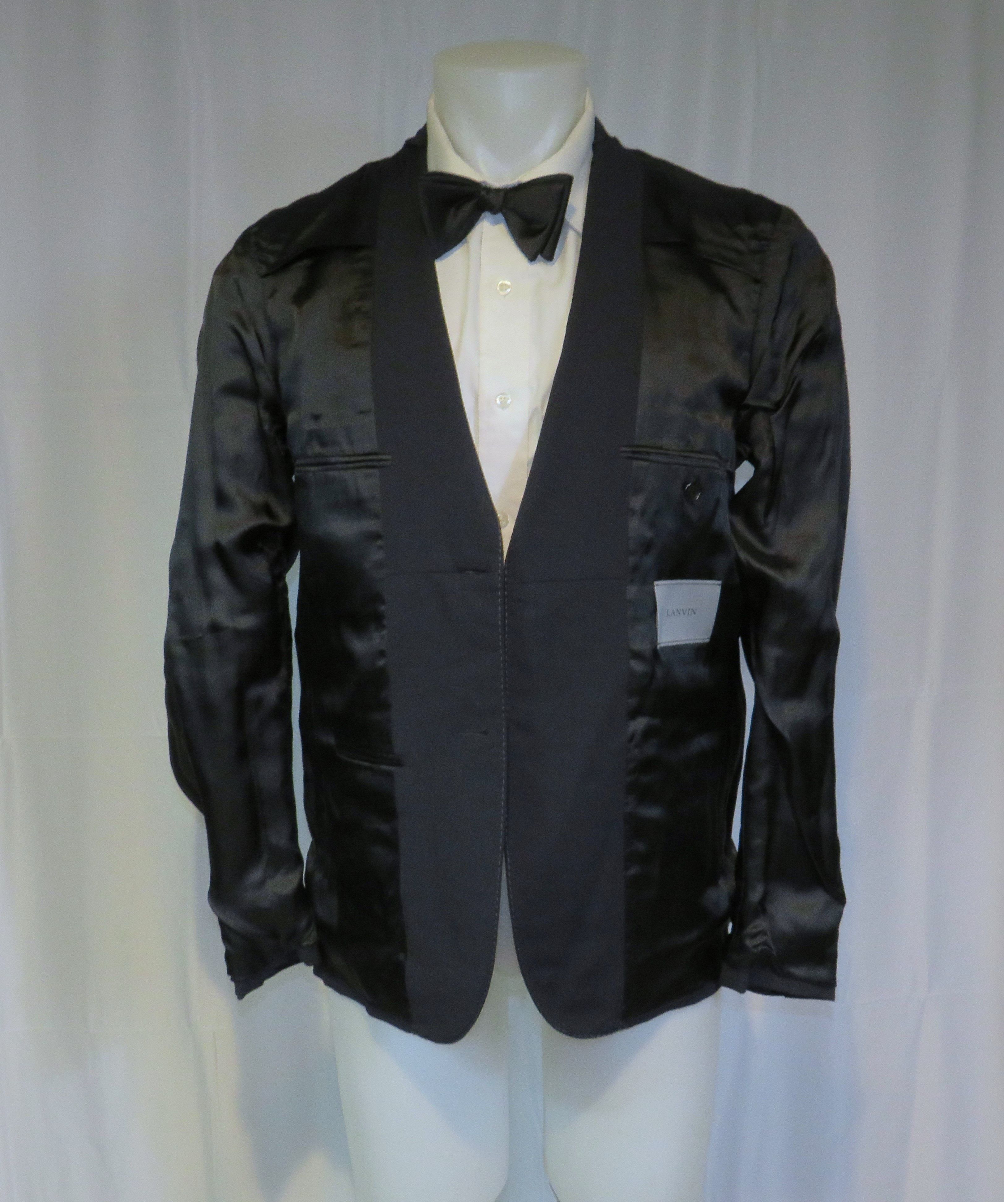 Lanvin Current Navy Blue Barathea Two Button Formal Suit 40R Size 40R - 13 Thumbnail