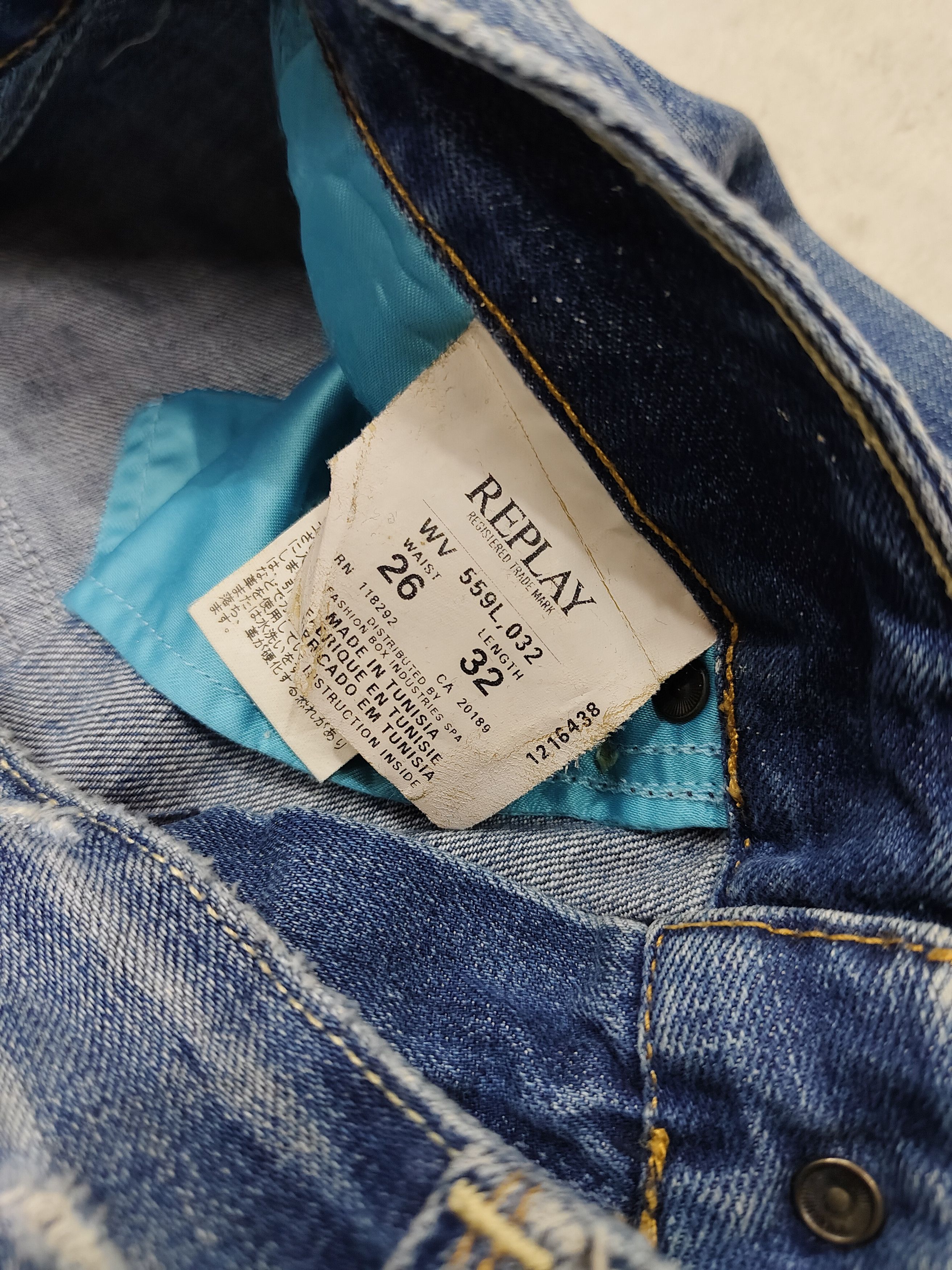 Japanese Brand 🔥Vtg Replay 🔥 Pearl Y2K Distressed Jeans Size 28" / US 6 / IT 42 - 8 Thumbnail