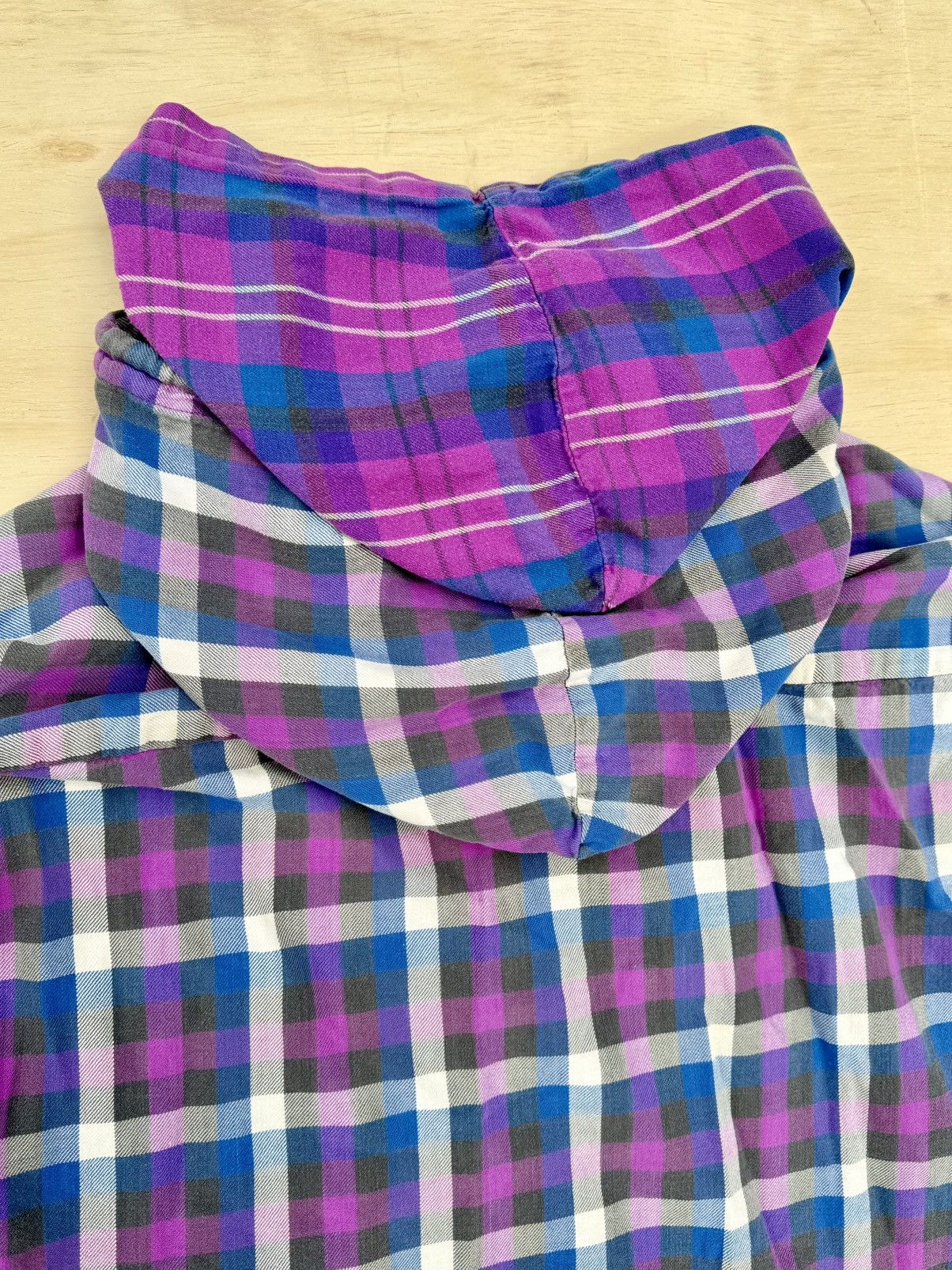 Lil Yachty × Vintage Vintage 90’s Retro Plaid Double Hood Flannel Hoodie Shirt Size US L / EU 52-54 / 3 - 10 Thumbnail