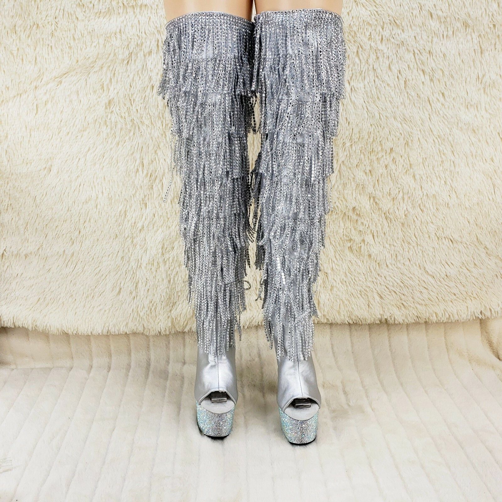Other Bejeweled 3019DM Silver Rhinestone Platform 7" High Heel Fri Size US 6 / IT 36 - 3 Thumbnail