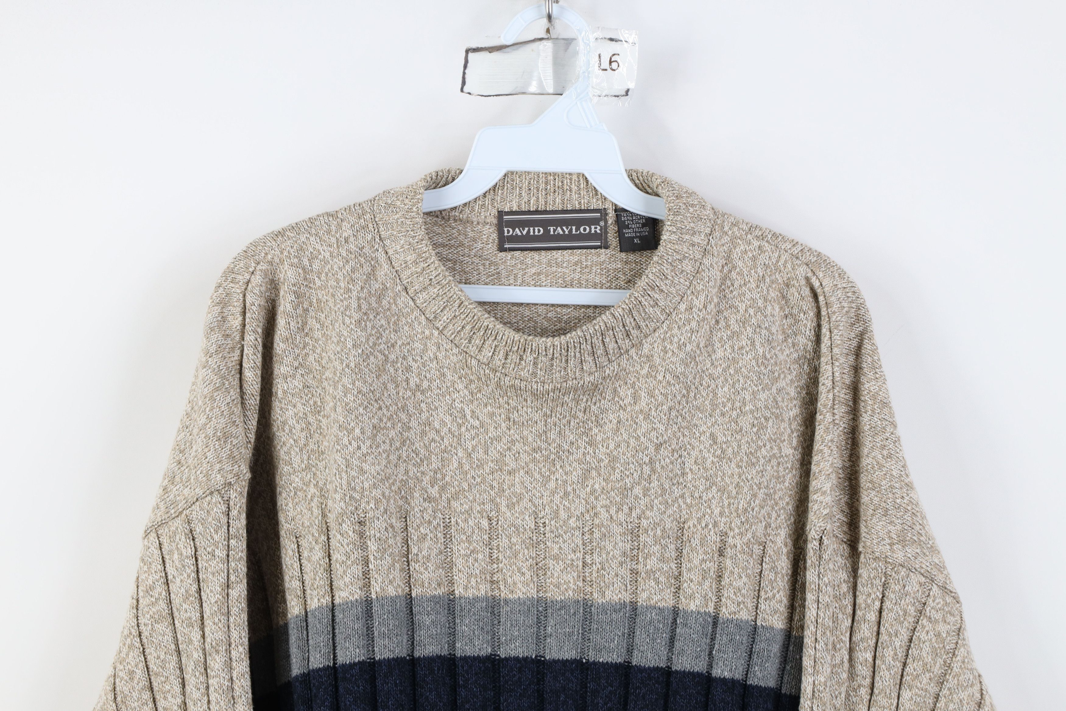 Vintage Vintage 90s Streetwear Ribbed Knit Crewneck Sweater USA Size US XL / EU 56 / 4 - 2 Thumbnail