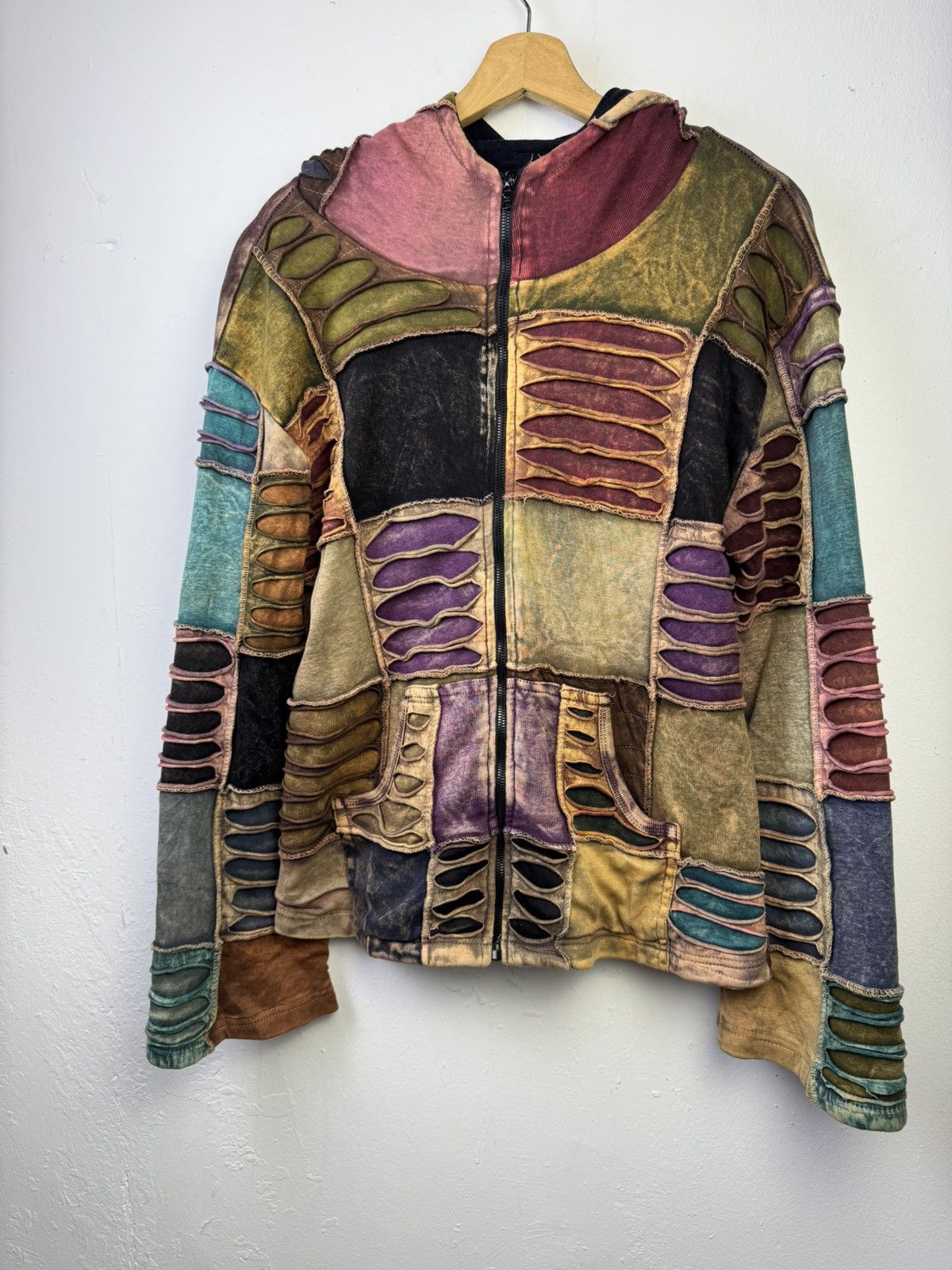 Vintage Rising International Patchwork Hippie Earth Tone Sweater Size M / US 6-8 / IT 42-44 - 3 Thumbnail