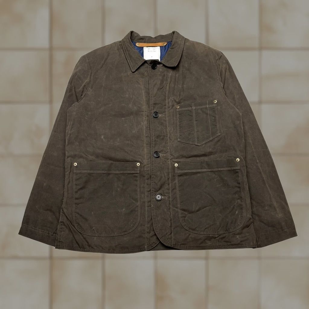 Billy Reid Billy Reid MSL ALA Waxed Cotton Chore Coat Jacket Men M Brown Rivet Oilskin Coat Size US M / EU 48-50 / 2 - 1 Thumbnail