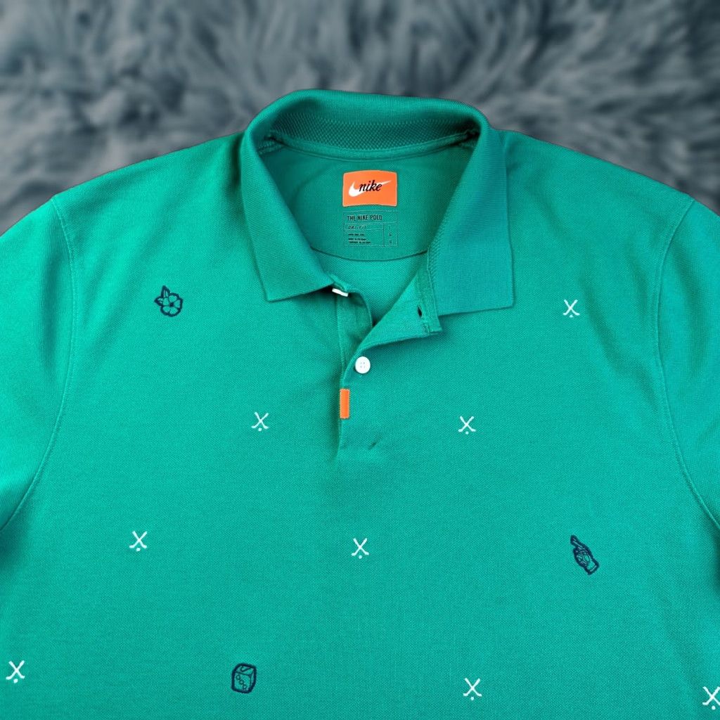 Nike Nike Polo Shirt Mens Large Green All Over Print Performance Pique Dri Fit Size US L / EU 52-54 / 3 - 1 Thumbnail