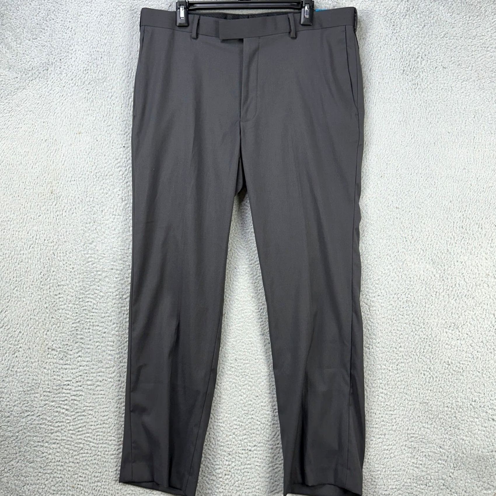 Vintage Axist Mens The City Dress Pants Gray 36X30 Flat Front Straight Leg Stretch) Size US 36 / EU 52 - 3 Thumbnail