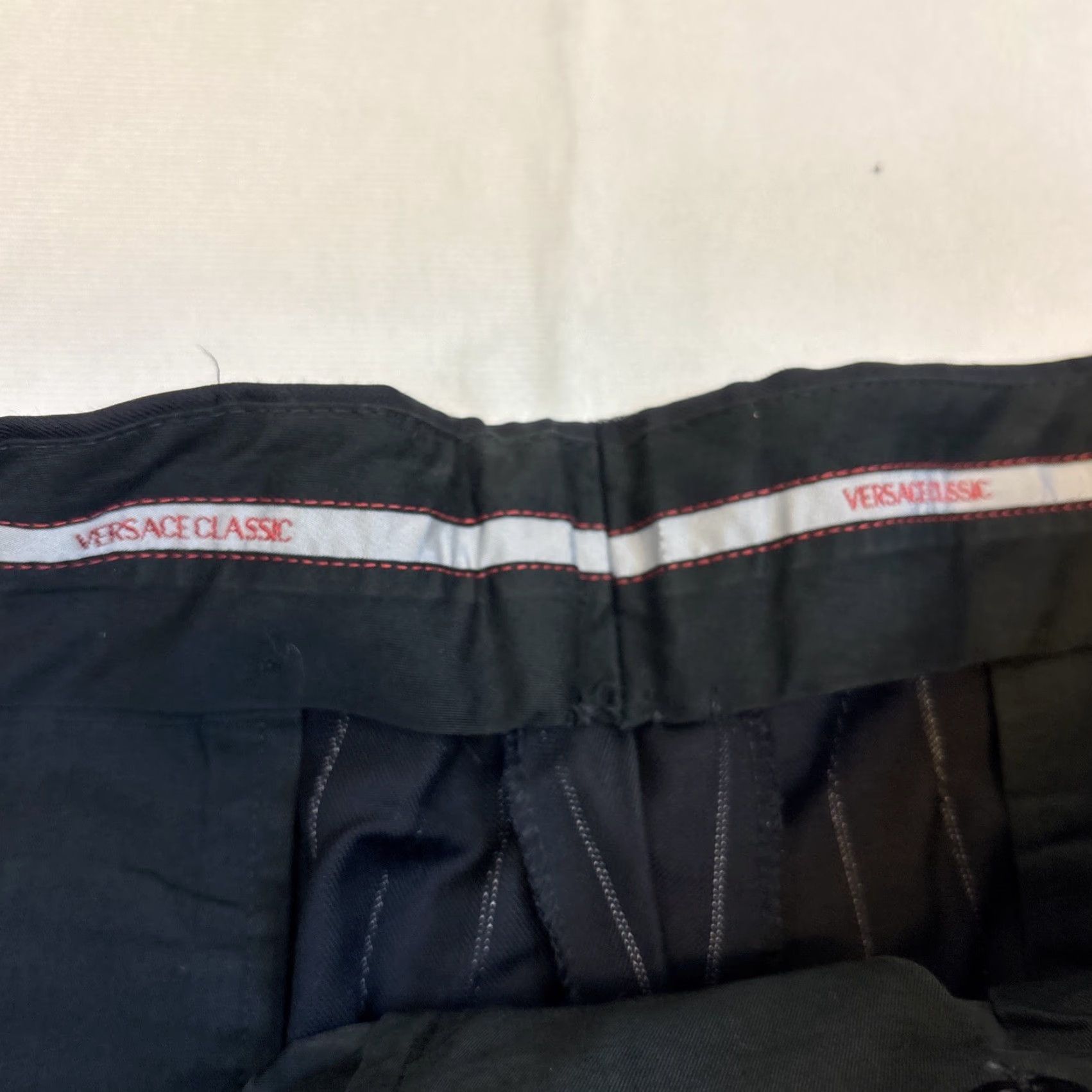Versace VERSACE UPSCALE DESIGNER LUXURY PINSTRIPE SUIT PANTS Men 36x27 Black Wool Wool Solids 5-Pocket Straight Inseam 27 Italy Size 36R - 3 Thumbnail
