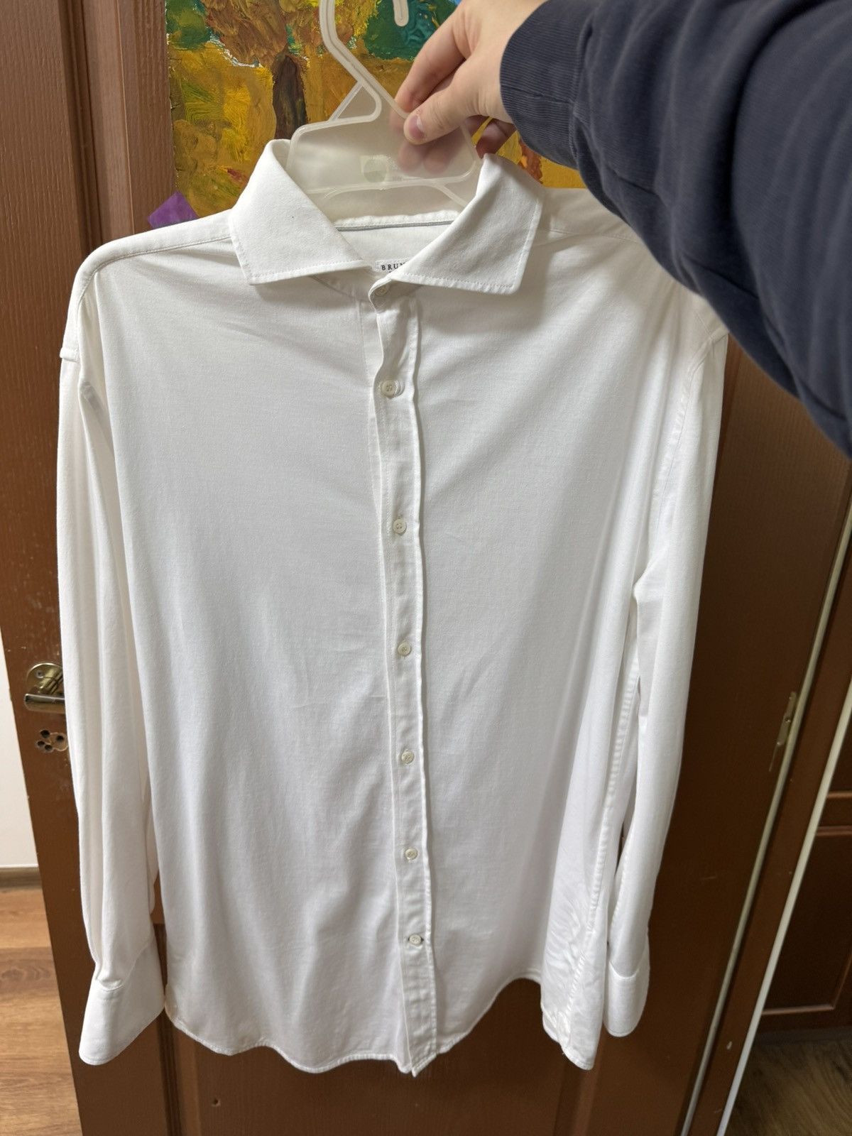 Brunello Cucinelli Brunello Cucinelli White Cotton Slim Fit Shirt Made in Italy Size US L / EU 52-54 / 3 - 13 Thumbnail