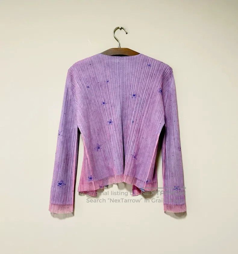 Issey Miyake Issey Miyake Double Layer Pink-purple Floral Cardigan Size L / US 10 / IT 46 - 2 Thumbnail