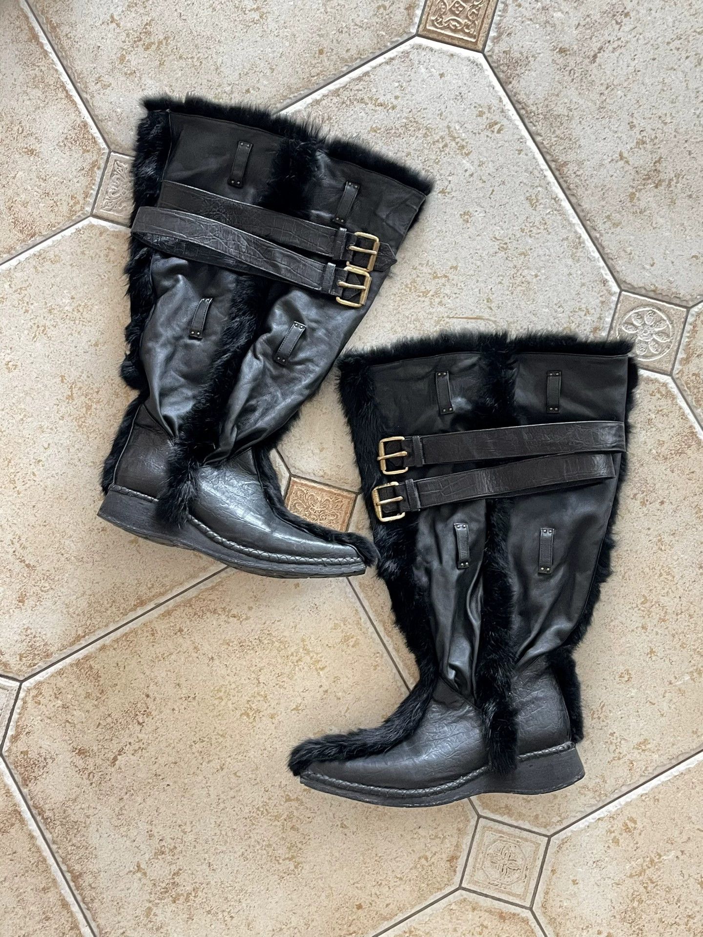 Other Vintage Euro Mohican Fur Square Toe Metal Buckle 2way Boot Size US 9 / EU 42 - 1 Thumbnail