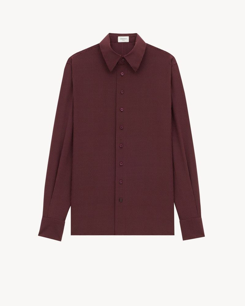 Saint Laurent Paris o1s1wg110126 Shirt in Dotted Silk Crepe in Red Size US S / EU 44-46 / 1 - 1 Thumbnail