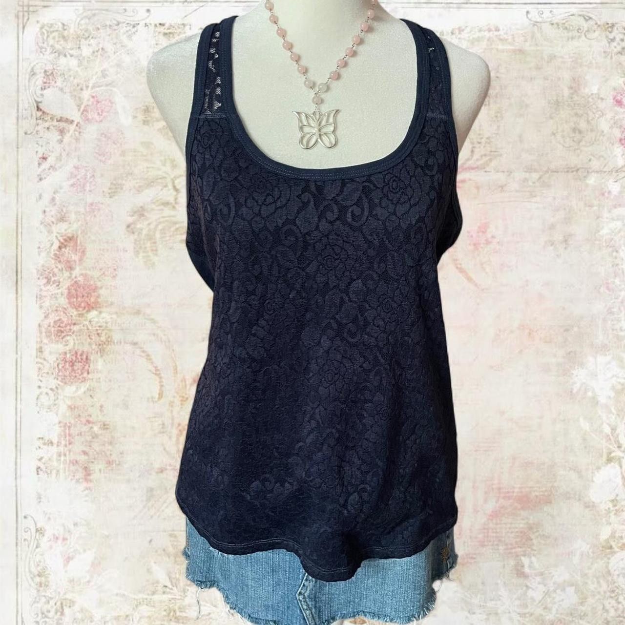 Aeropostale Aeropostale Navy Blue Lacy Tank Size XL Size XL / US 12-14 / IT 48-50 - 2 Thumbnail
