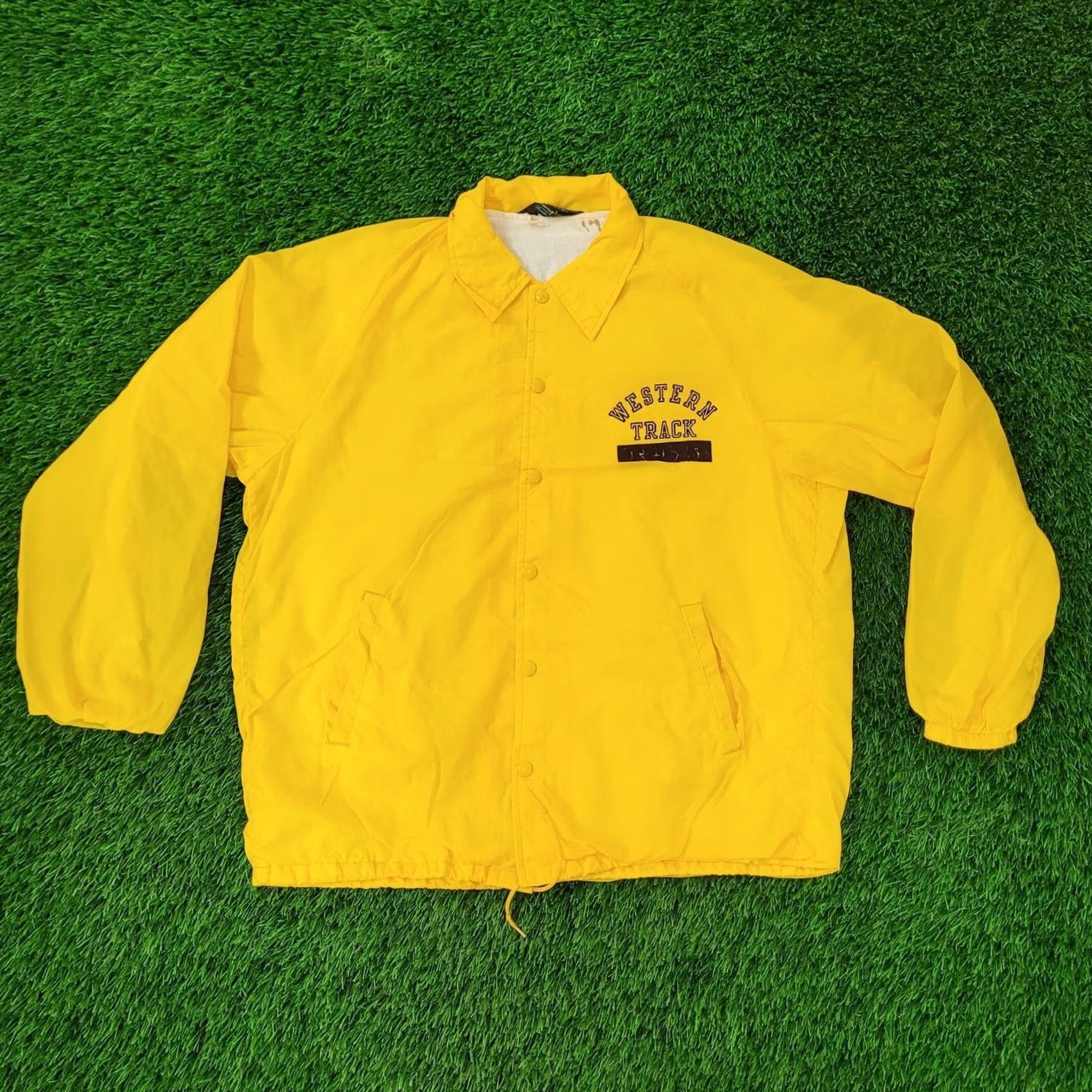 Champion VINTAGE Champion Coach Jacket XL 25x28 Western Michigan Men Jacket Coat 1950s 50s Pattern Solid Graphic Print Logo Collared Snap Size US XL / EU 56 / 4 - 2 Thumbnail