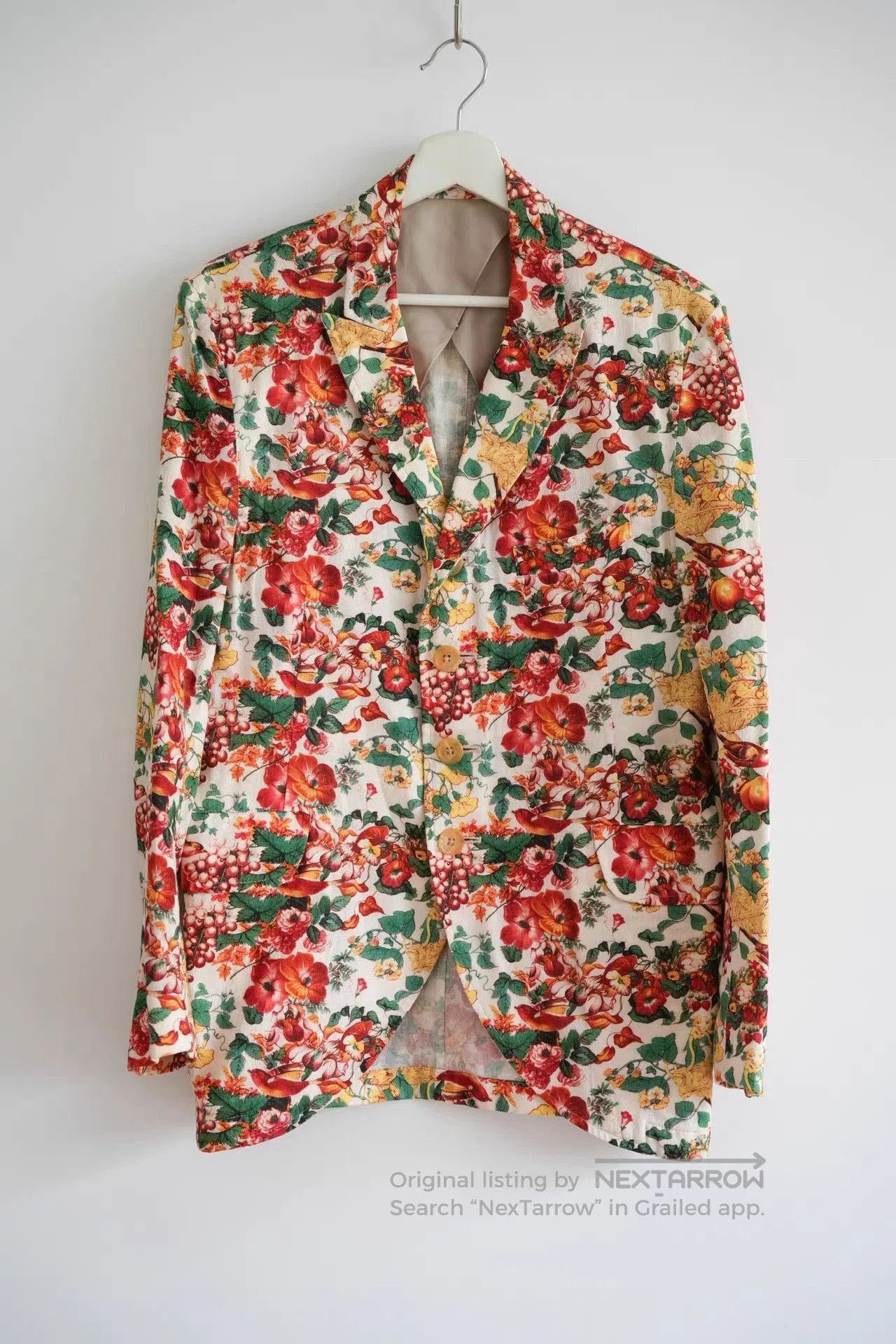 Yohji Yamamoto Red Floral Print Button. Size US M / EU 48-50 / 2 - 1 Thumbnail