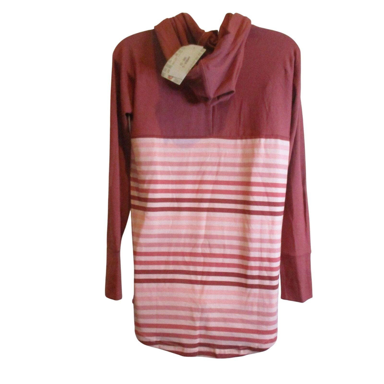 Other NWT LuLaRoe Amber Hoodie Pink Mauve Solid and Stripe SMALL Size S / US 4 / IT 40 - 6 Thumbnail