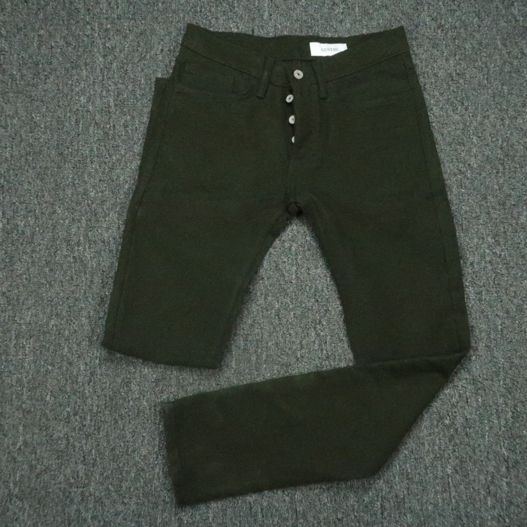 Gustin Gustin Pants Mens 29x30 Olive Green 5-Pocket Trouser Slim Fit Wool Nylon Chino Size US 29 - 2 Thumbnail