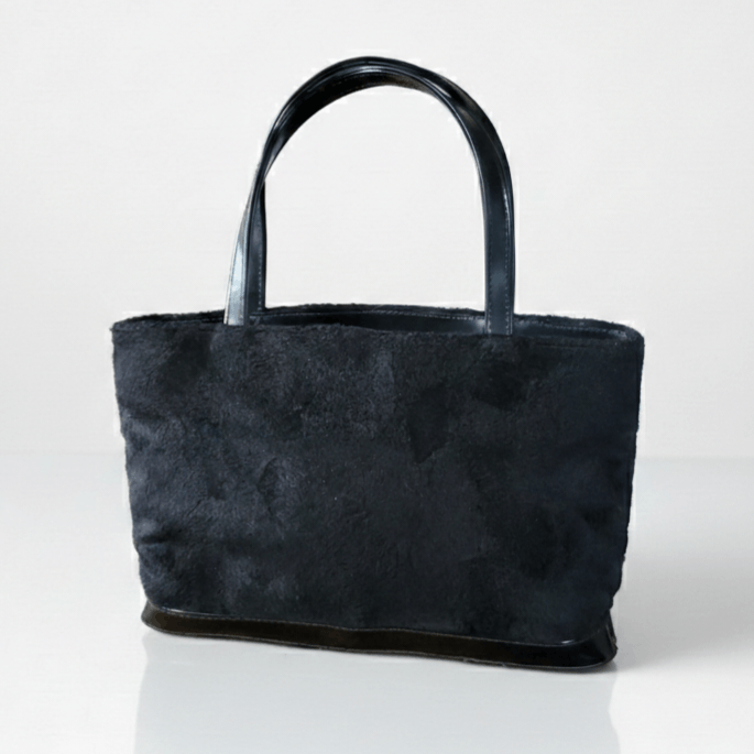 Other Lancome 10x7x2" Paris Handbag Purse Black Faux Fur Leather Size ONE SIZE - 2 Thumbnail