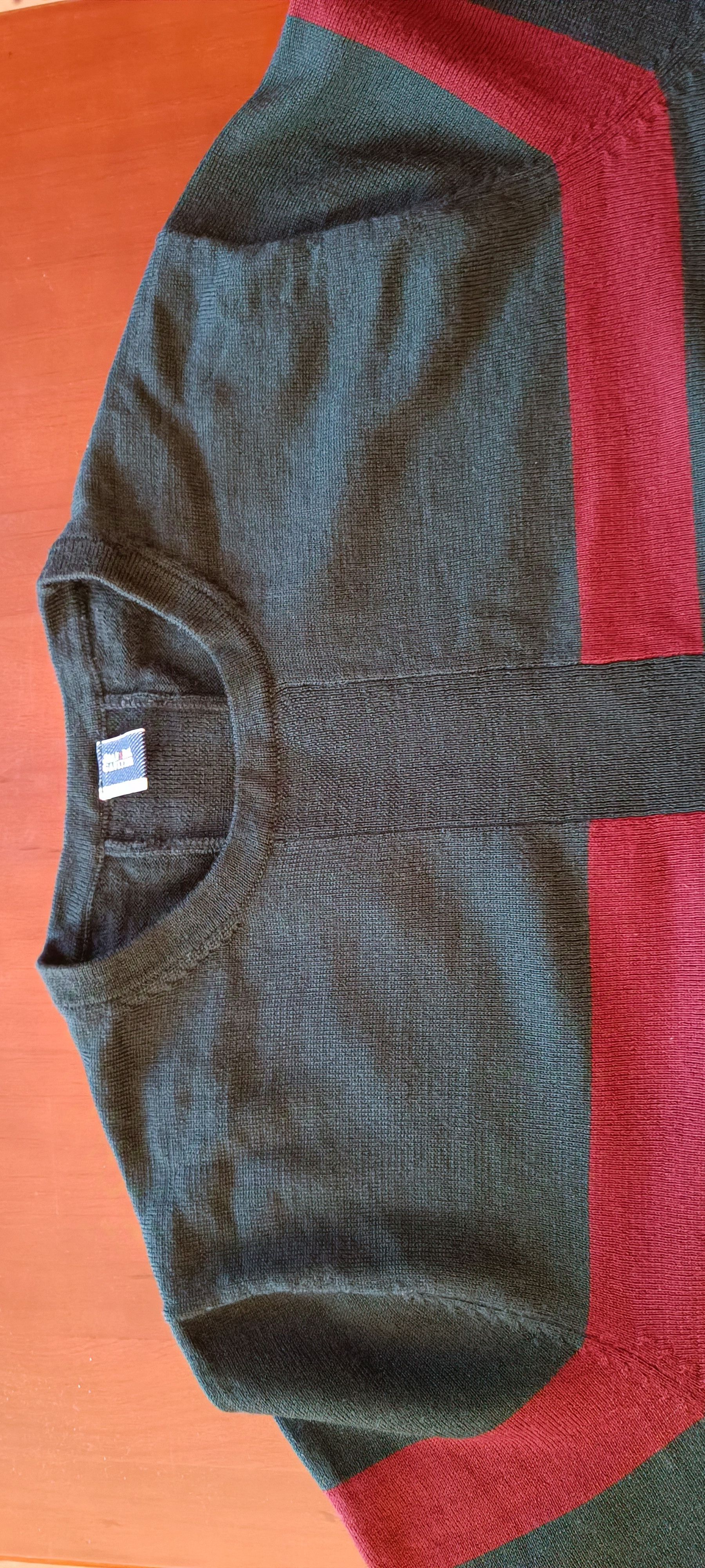 Jean Paul Gaultier Wool knit sweater in dark gray with red stripes Size US M / EU 48-50 / 2 - 16 Thumbnail