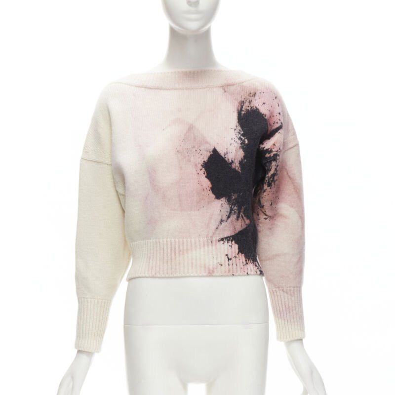 Alexander McQueen ALEXANDER MCQUEEN 2021 Anemone wool cashmere floral print cropped sweater XXS Size XS / US 0-2 / IT 36-38 - 1 Thumbnail