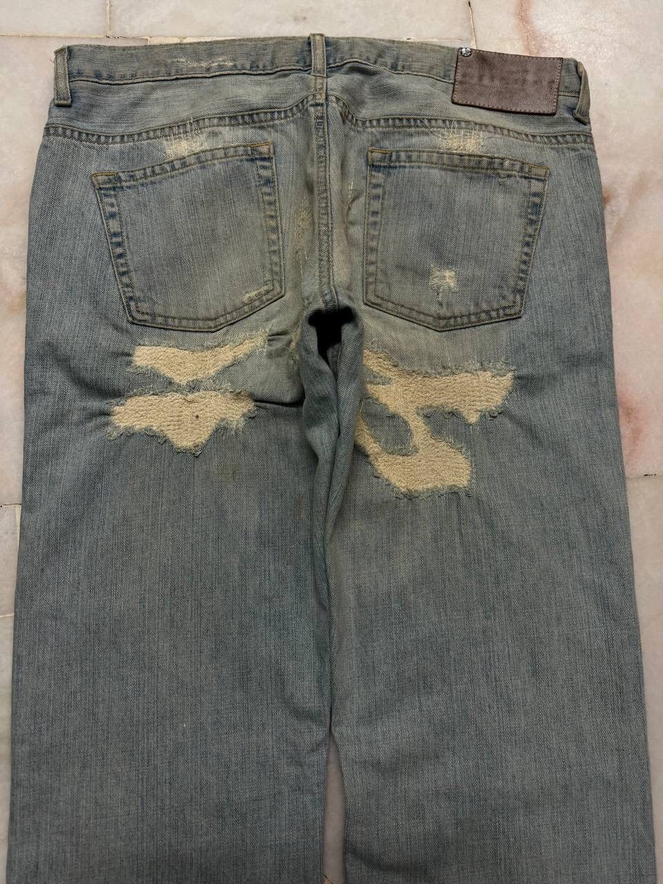 Vintage 💥Sashiko Boro Kapital Style Thrashed Rusty Jeans By Zara 90s Size US 34 / EU 50 - 12 Thumbnail