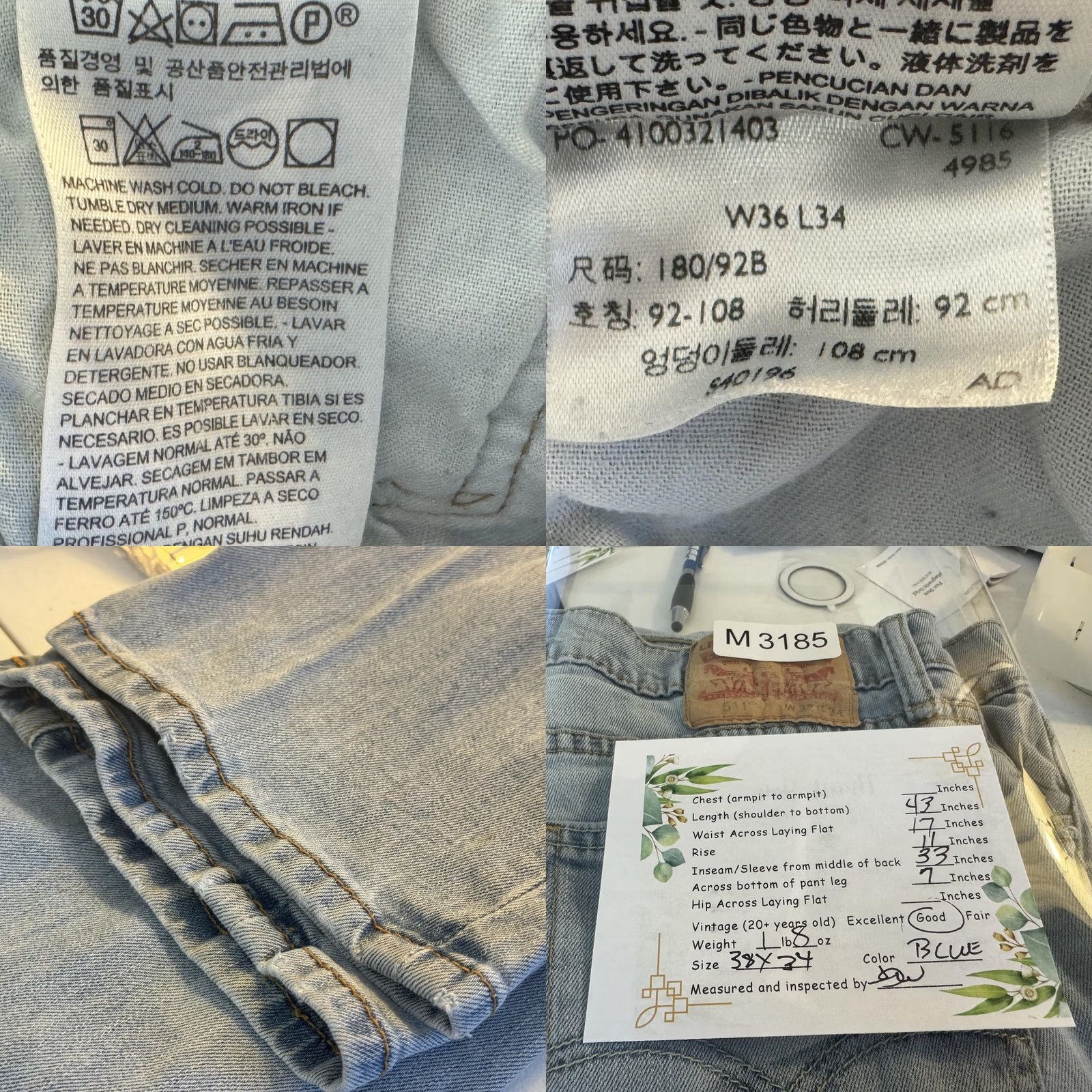 Levi's Item Specifications: Closure: Zip Size US 36 / EU 52 - 8 Thumbnail
