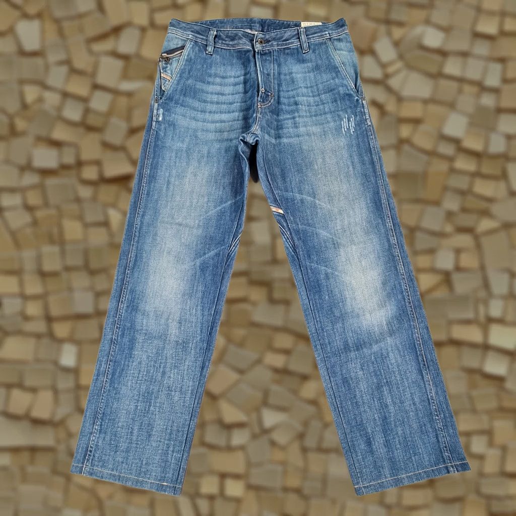 Diesel Diesel Jeans Mens W36 L32 Blue Cinch Back Straight Leg Button Fly 008BK Size US 36 / EU 52 - 1 Thumbnail