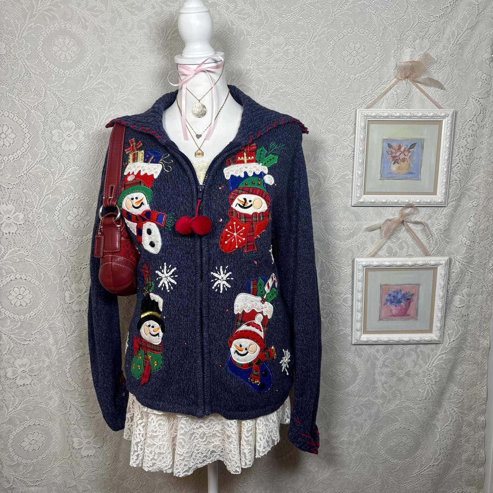 Other vintage christmas patchwork zip up sweater Size M / US 6-8 / IT 42-44 - 1 Thumbnail