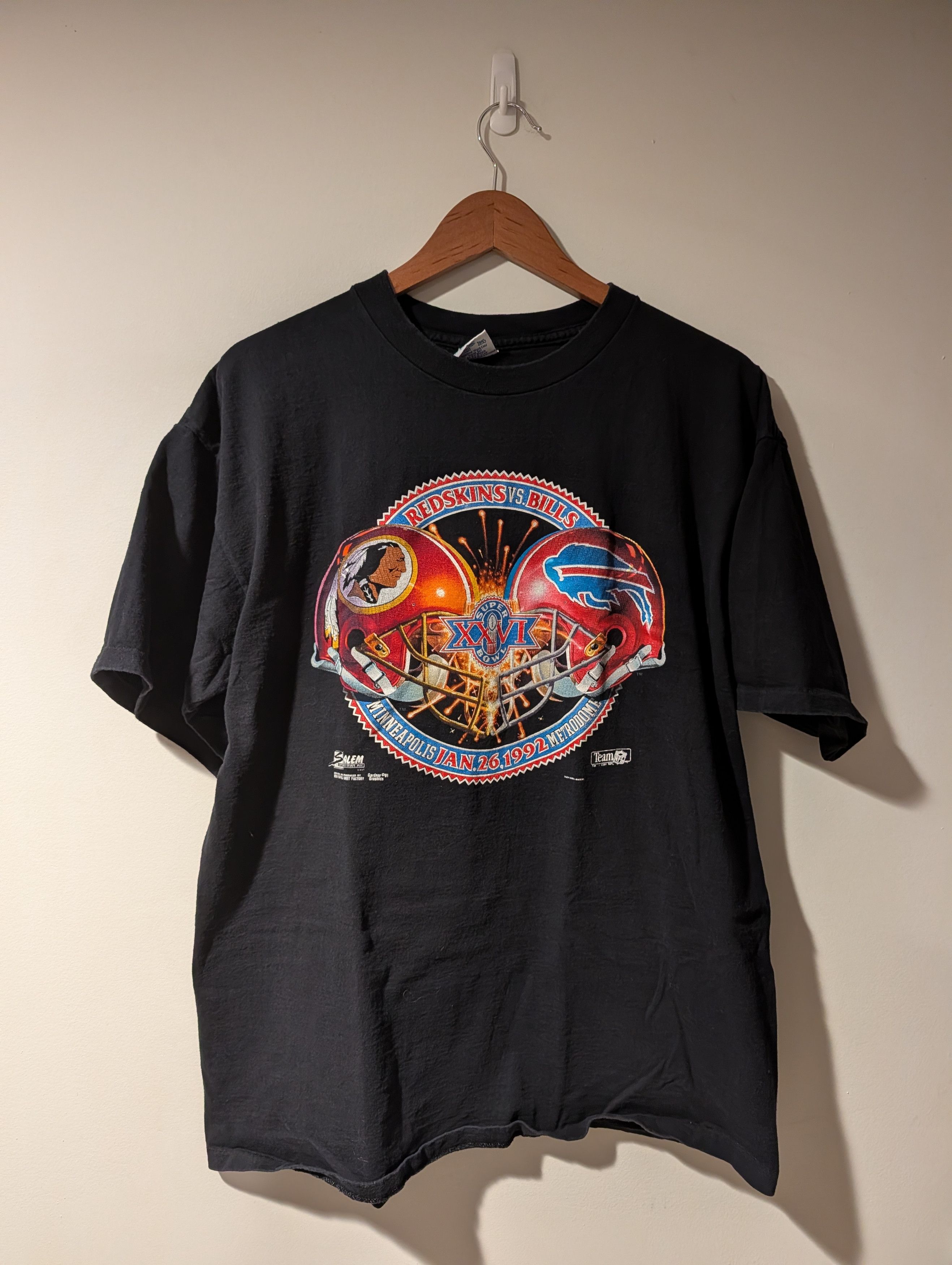 Vintage 1992 Super Bowl XXVI Washington Redskins Bills Shirt