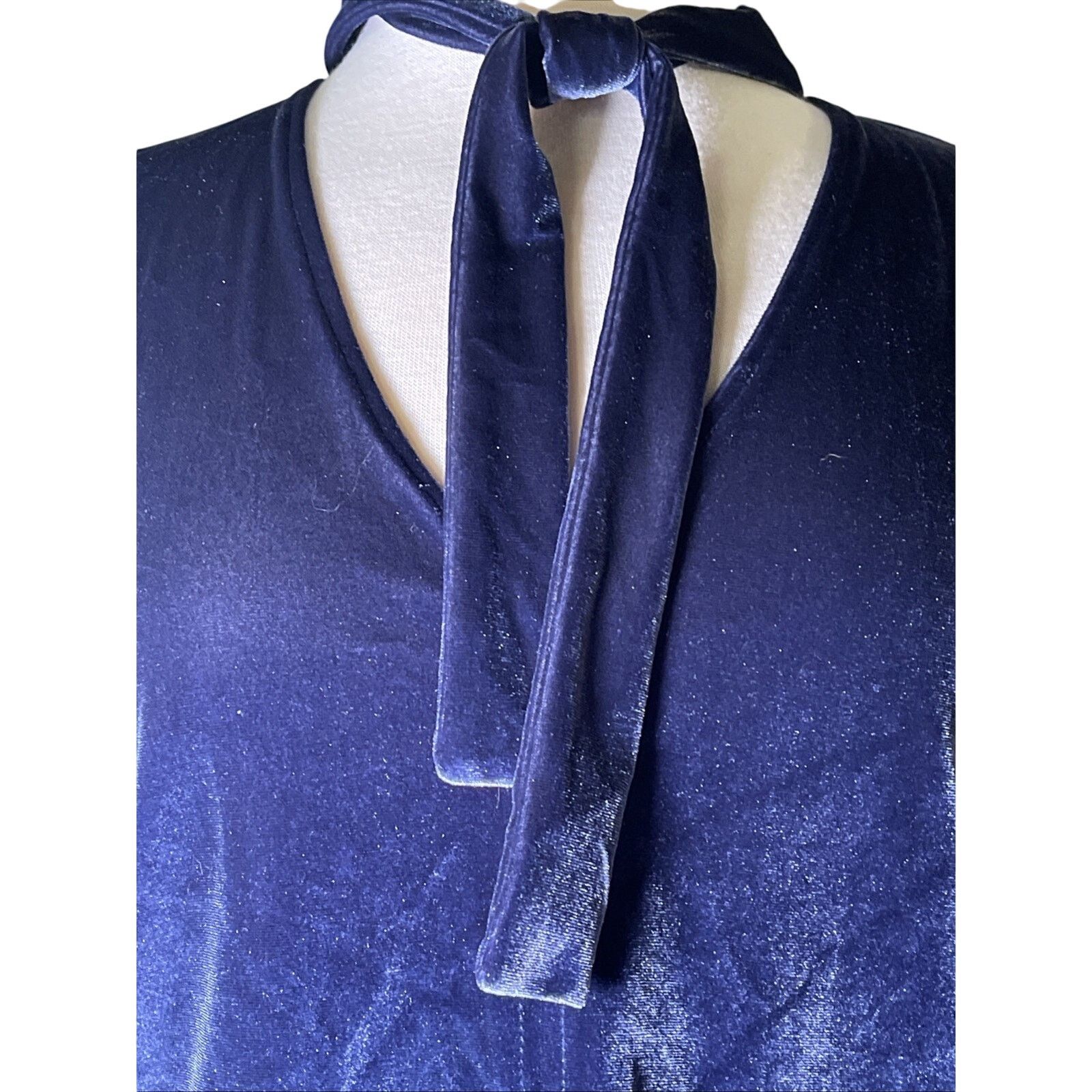 Madewell Madewell Velvet Tie Neck Top - Blue - Small Size S / US 4 / IT 40 - 5 Thumbnail
