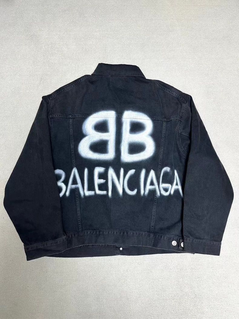 Balenciaga Painted logo luminous denim jacket jacket