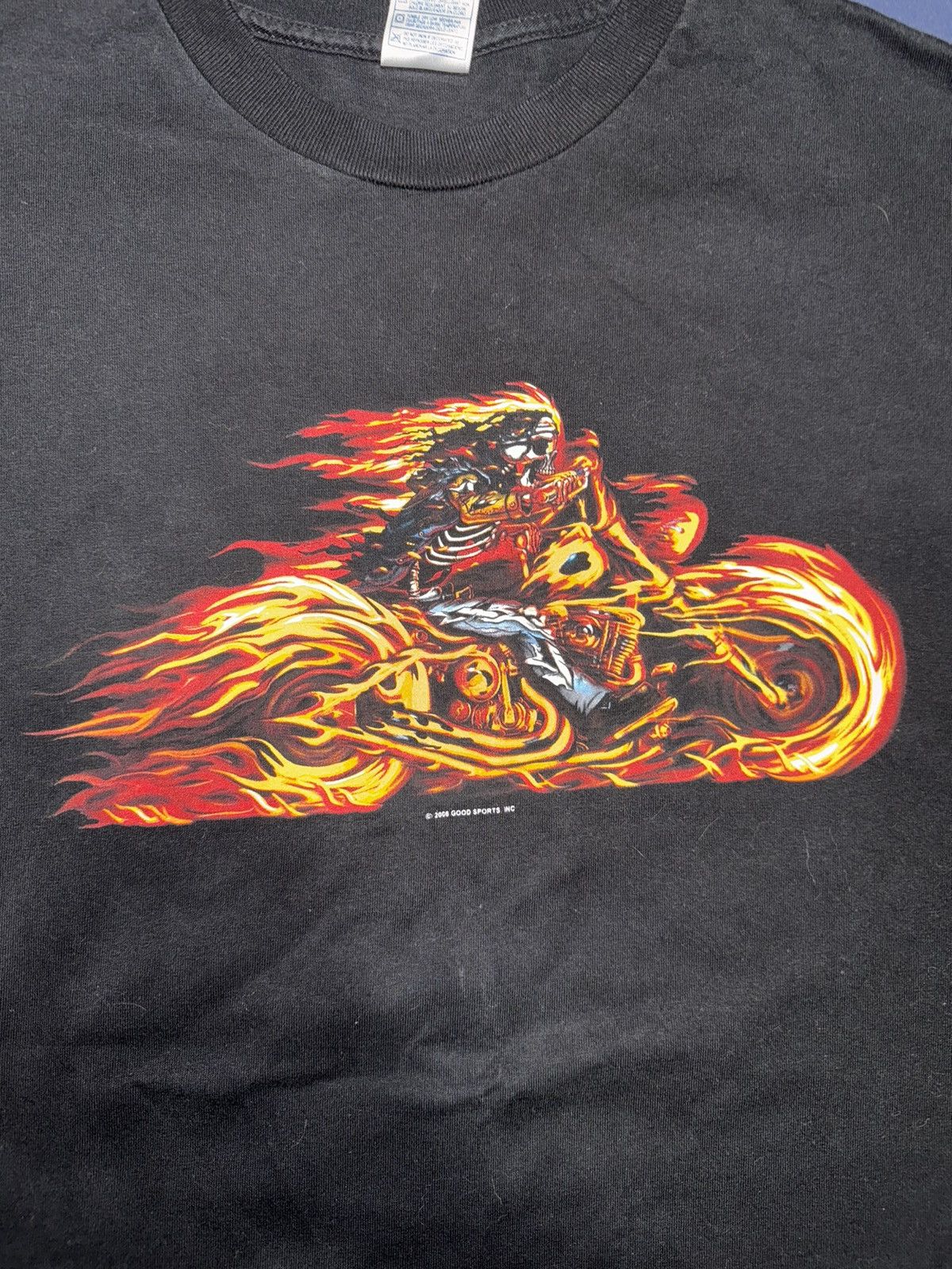 AAA × Vintage 2006 Good Sports Inc Biker and Flames Double Sided Shirt Size US XL / EU 56 / 4 - 2 Thumbnail