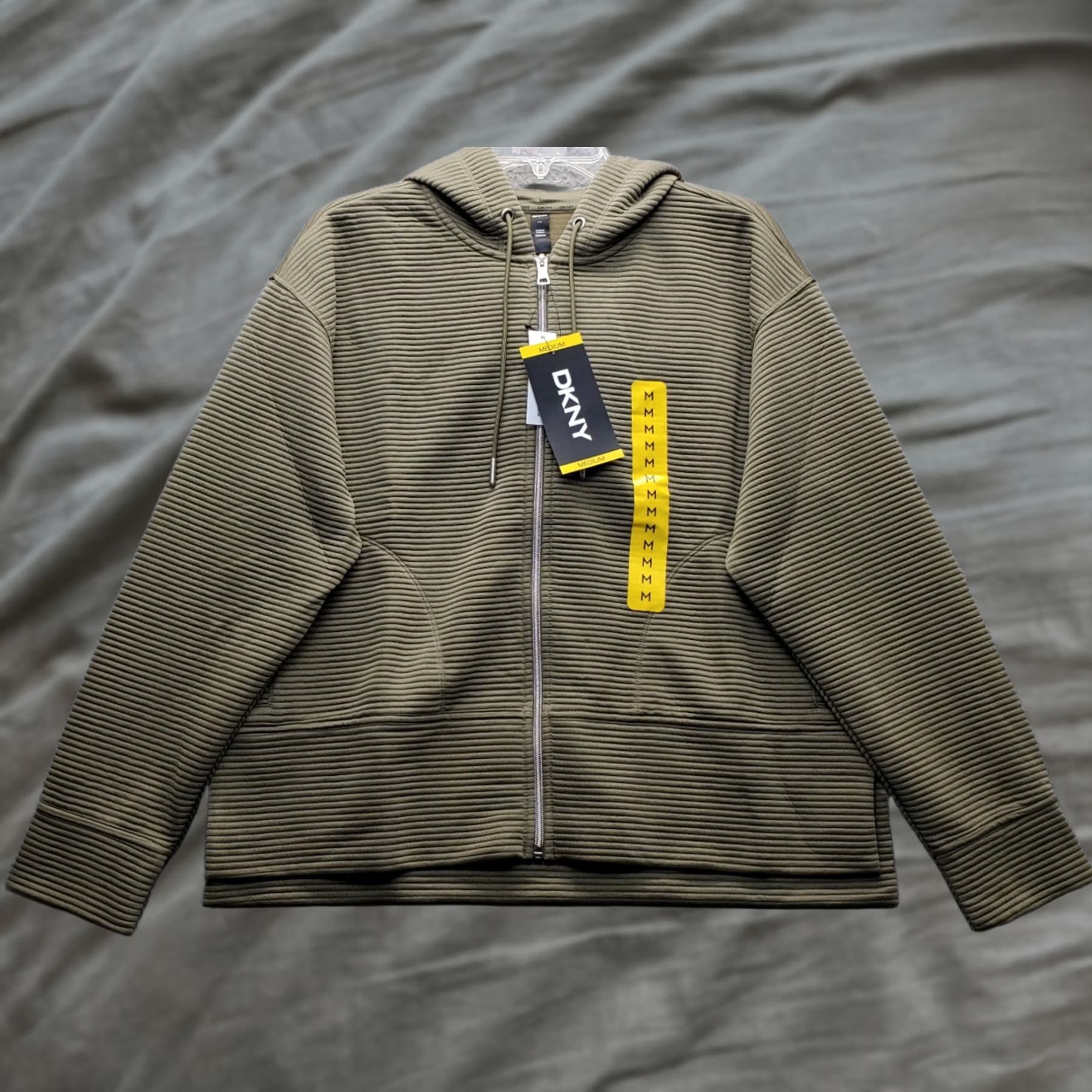 DKNY DKNY Womens Hooded Jacket M Green Pockets DPMJ9667 Size M / US 6-8 / IT 42-44 - 1 Thumbnail