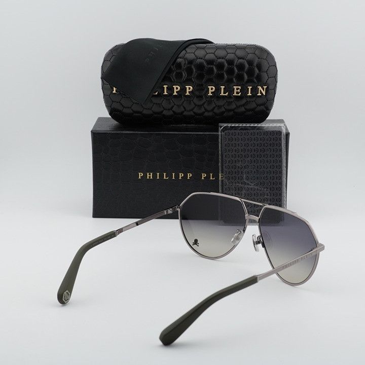 Philipp Plein Philipp Plein SPP007V 0508 Sunglasses Gunmetal Aviator Size ONE SIZE - 9 Thumbnail