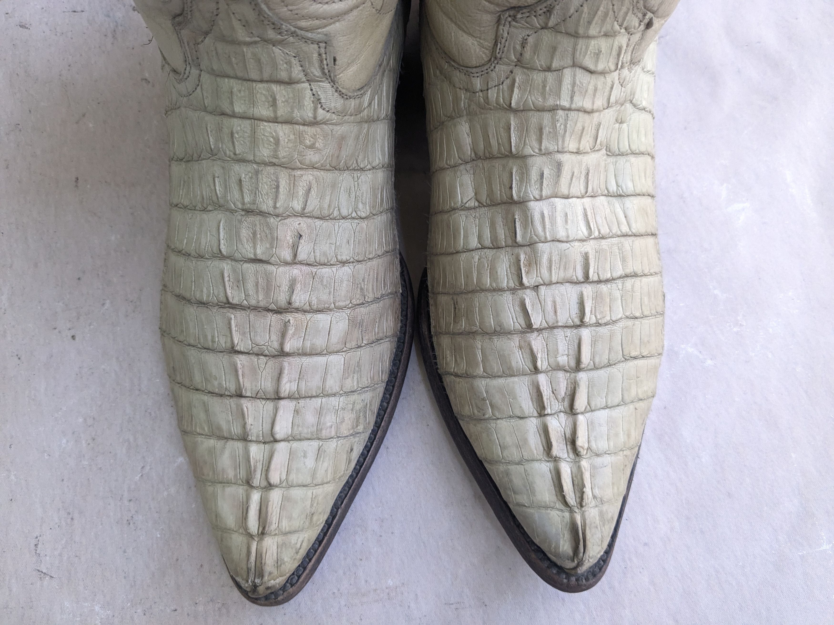 Genuine Leather Vintage Cowboy Boots Crocodile White 8.5 Leather Size US 8.5 / EU 41-42 - 5 Thumbnail