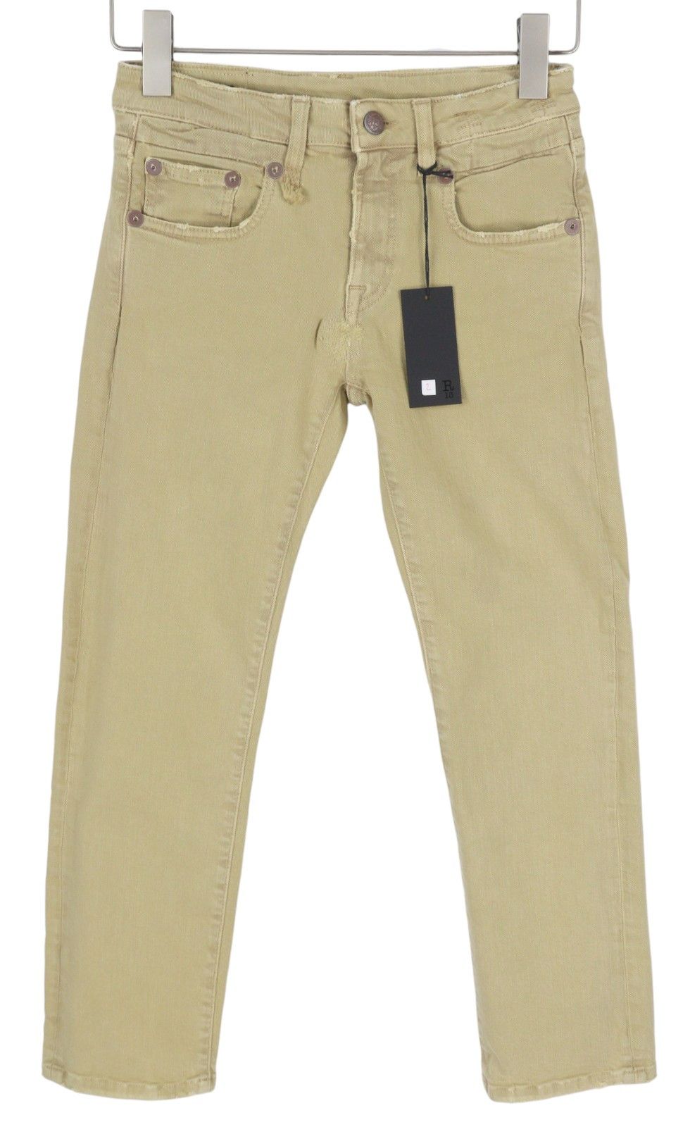 R13 BOY STRAIGHT 24 Khaki Stretch Washed Ankle Casual 86291 Size 24" / US 00 / IT 34 - 3 Thumbnail