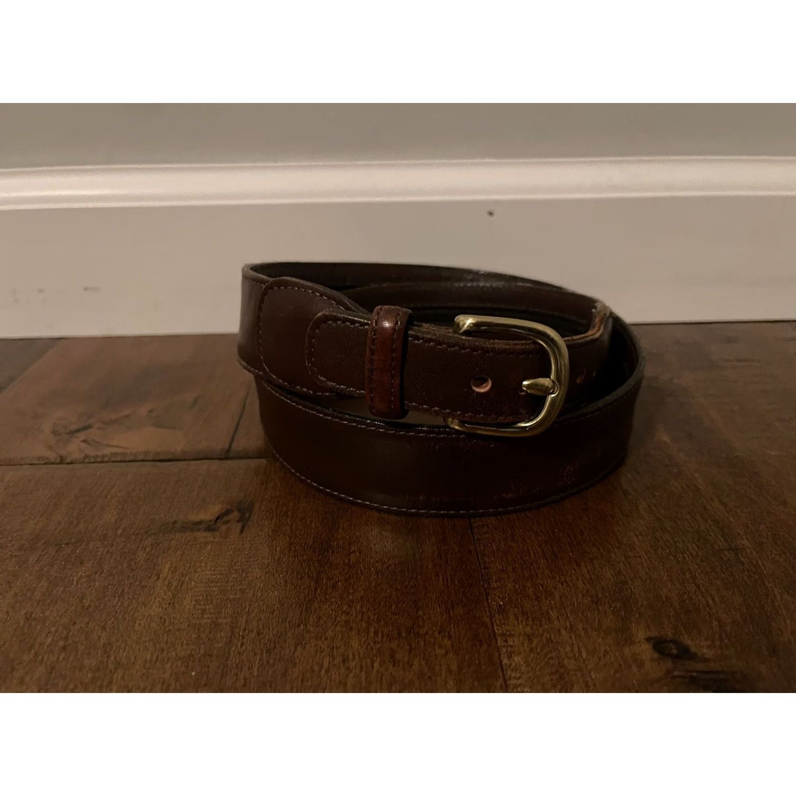 Dooney & Bourke VINTAGE Dooney & Bourke 4712 Brass Buckle Brown Leather Zip Money Belt Men 34 Belt Brown Leather Brass Money 4712 Mens 34 Size 34 - 2 Thumbnail
