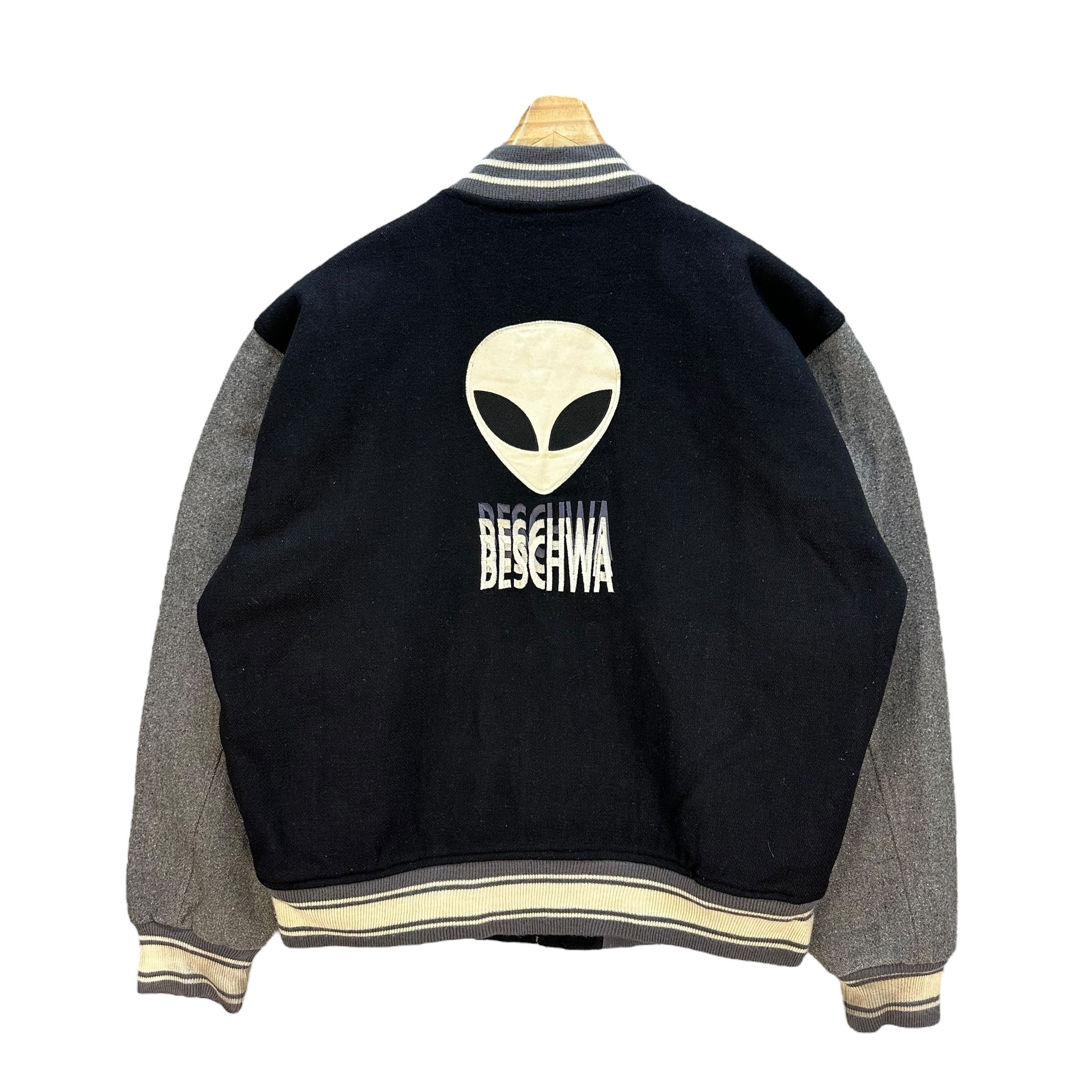 BESCHWA Embroidery Big Logo Wool Bomber Jacket #A53-1238