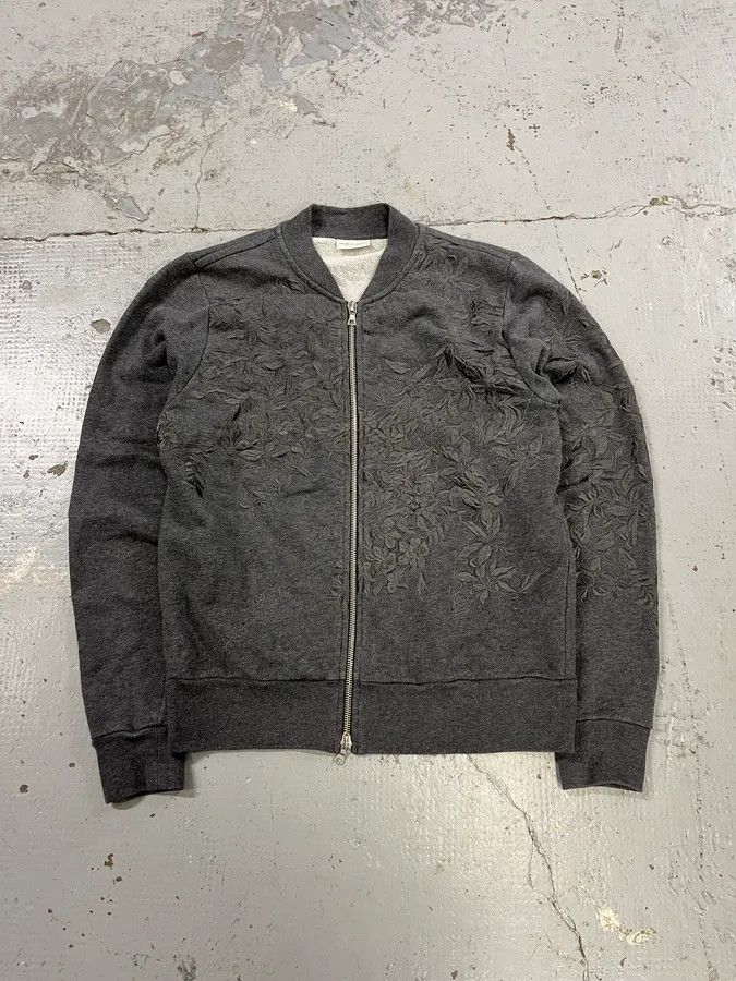 Dries Van Noten Dries Van Noten Floral Embroidered Grey Zip-Up Sweater Size US XS / EU 42 / 0 - 1 Thumbnail