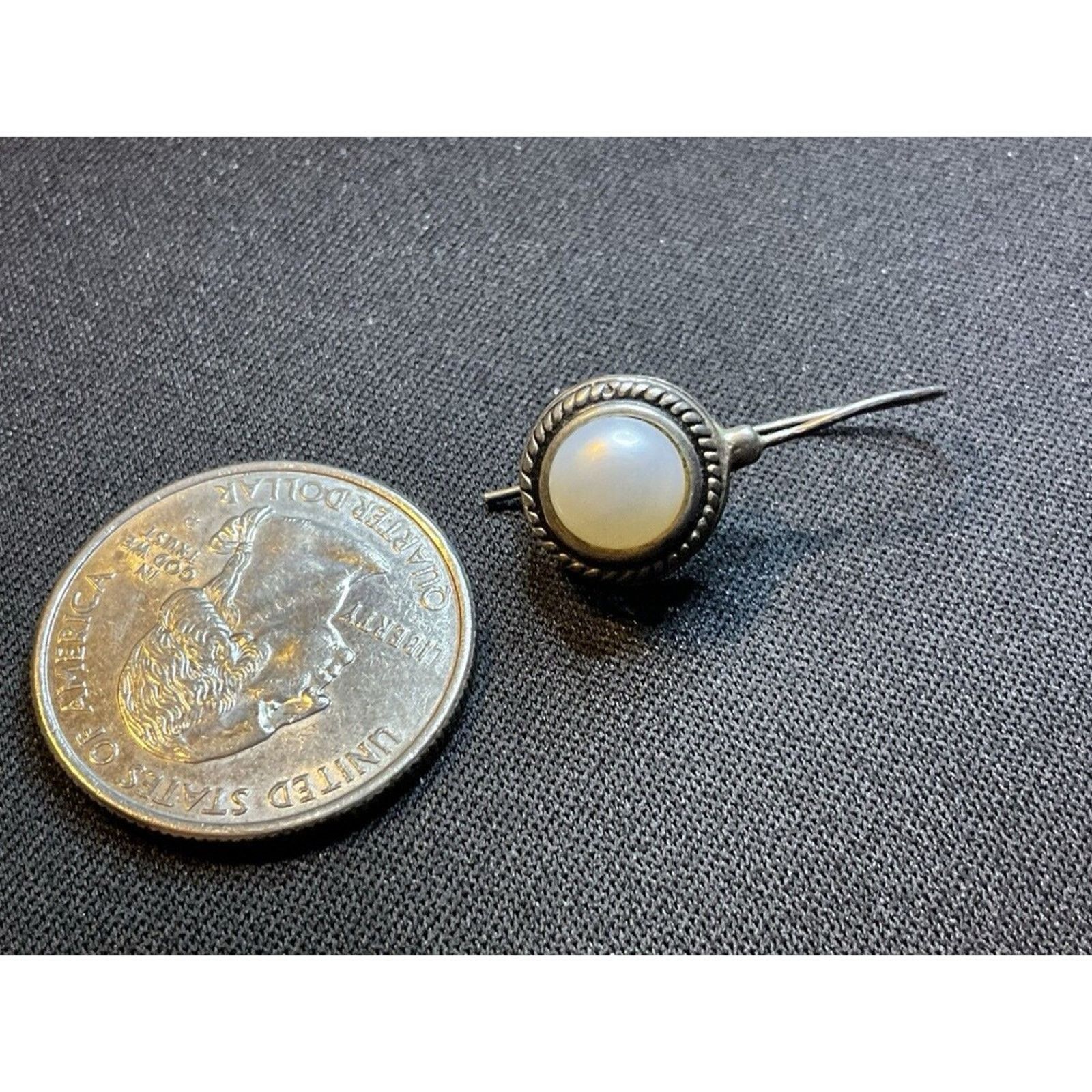 Other 925 Silver Vintage Pearl Button C Clasp Earrings Size ONE SIZE - 4 Thumbnail