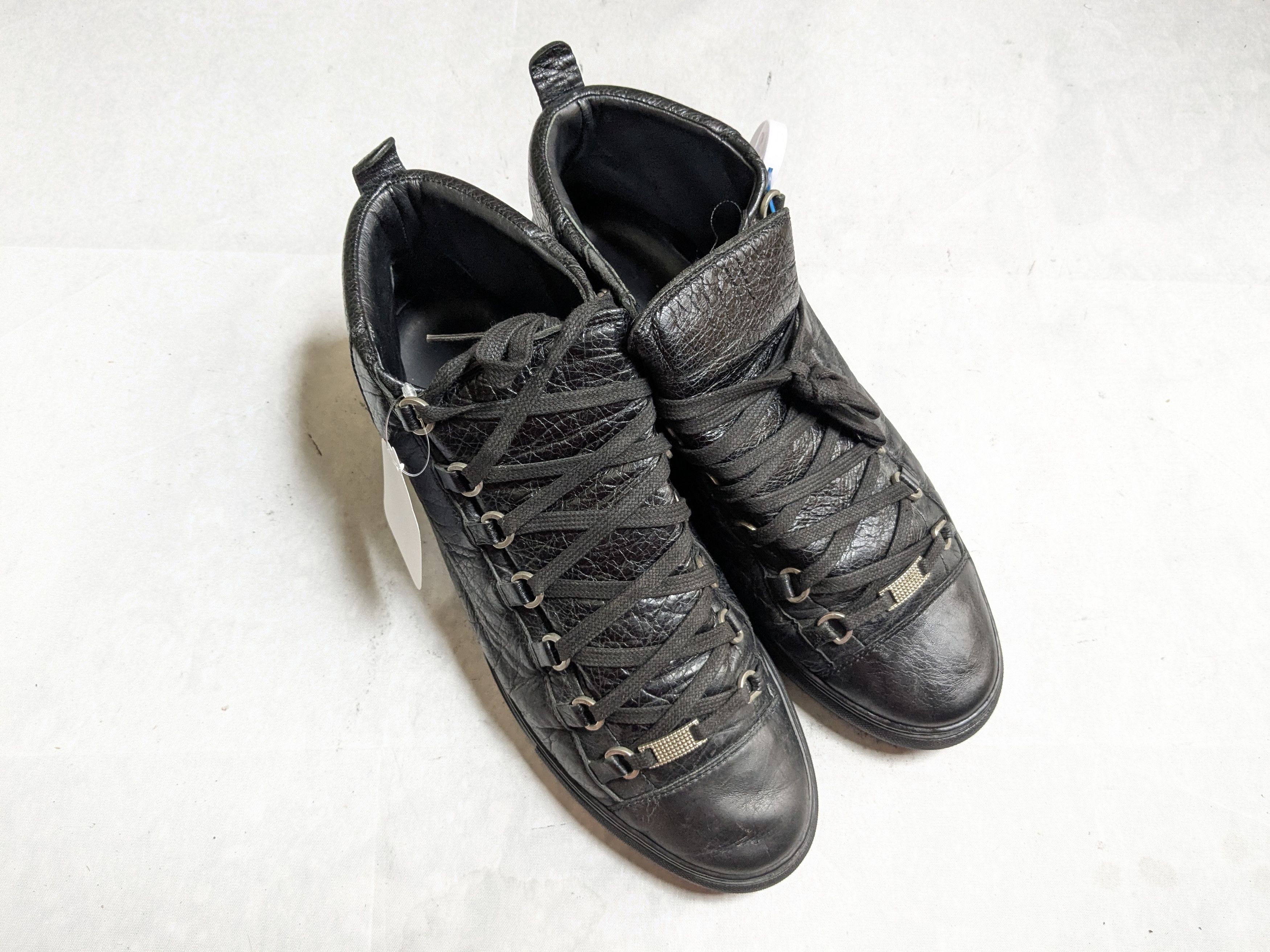 Balenciaga Balenciaga Arena Black 12 Leather High Tops Lace Up Size US 12 / EU 45 - 2 Thumbnail