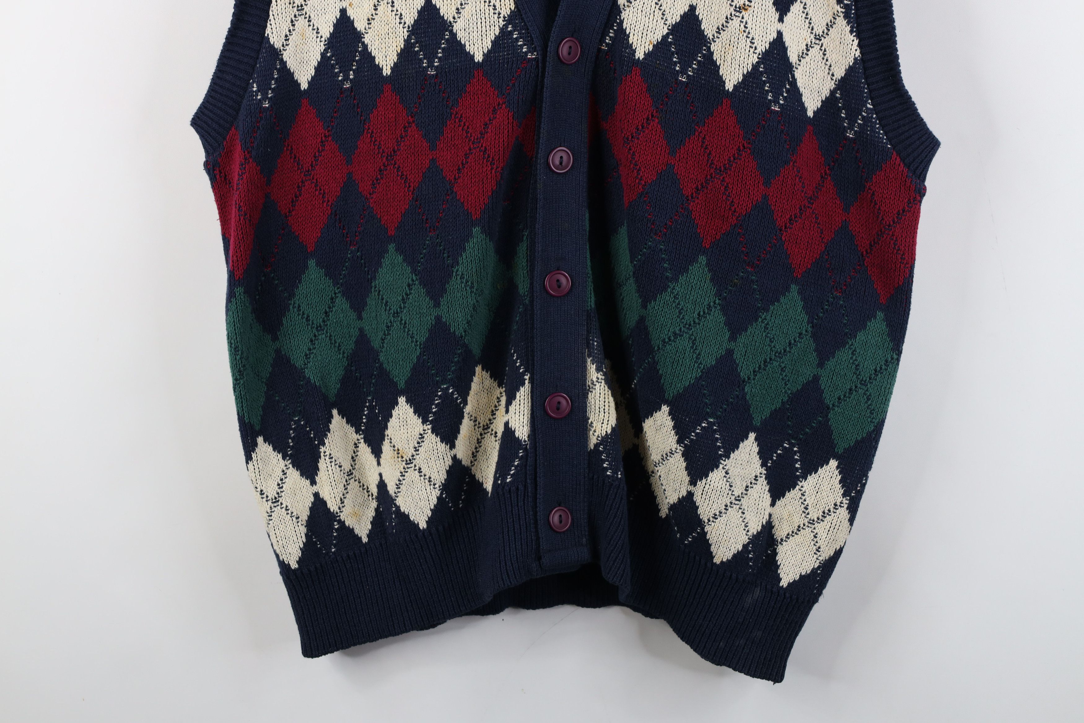Vintage Vintage 90s Streetwear Argyle Diamond Knit Sweater Vest USA Size US L / EU 52-54 / 3 - 3 Thumbnail
