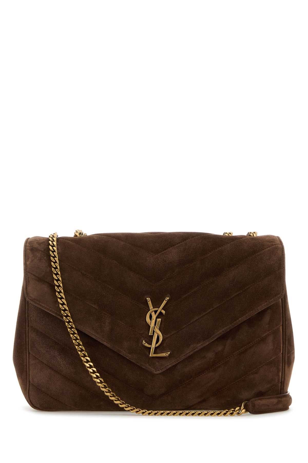 Saint Laurent Paris Brown Suede Large Lou Lou Shoulder Bag Size ONE SIZE - 1 Thumbnail