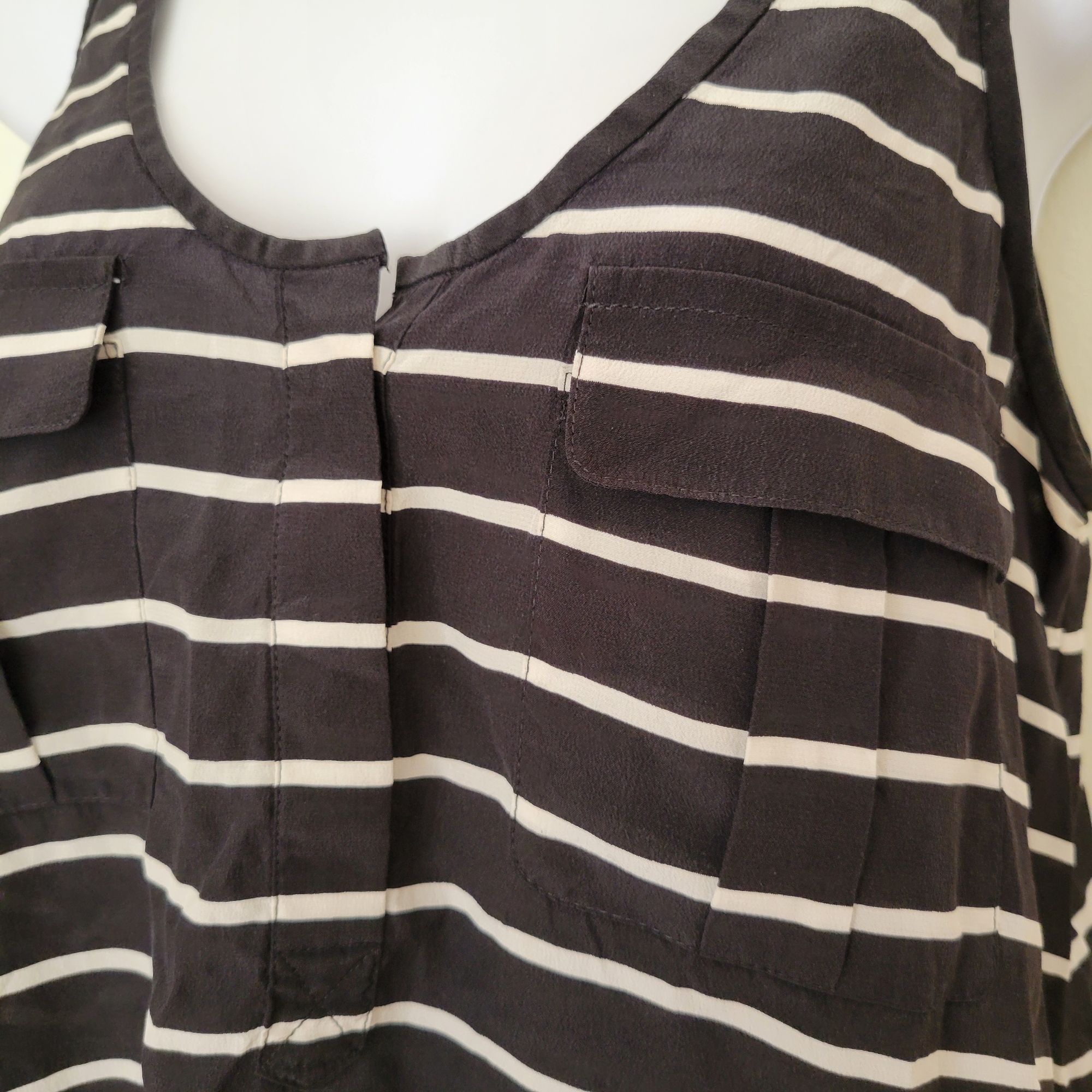 Joie Joie M Black White Striped Sleeveless Silk Tank Top Front Po Size M / US 6-8 / IT 42-44 - 2 Thumbnail