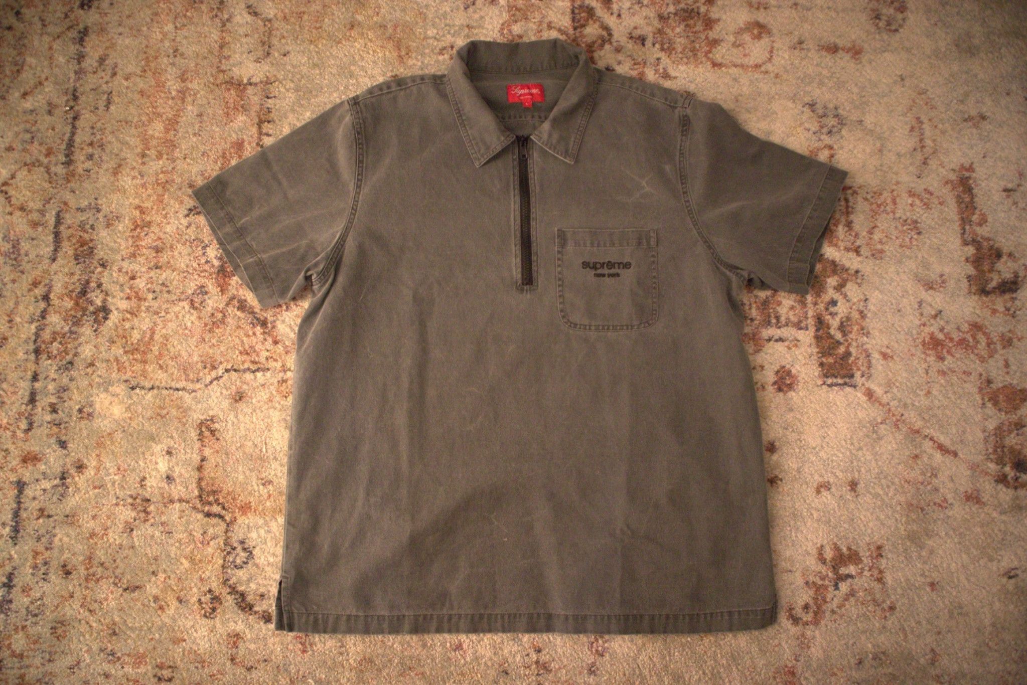 supreme quarter zip twill denim shirt ss16