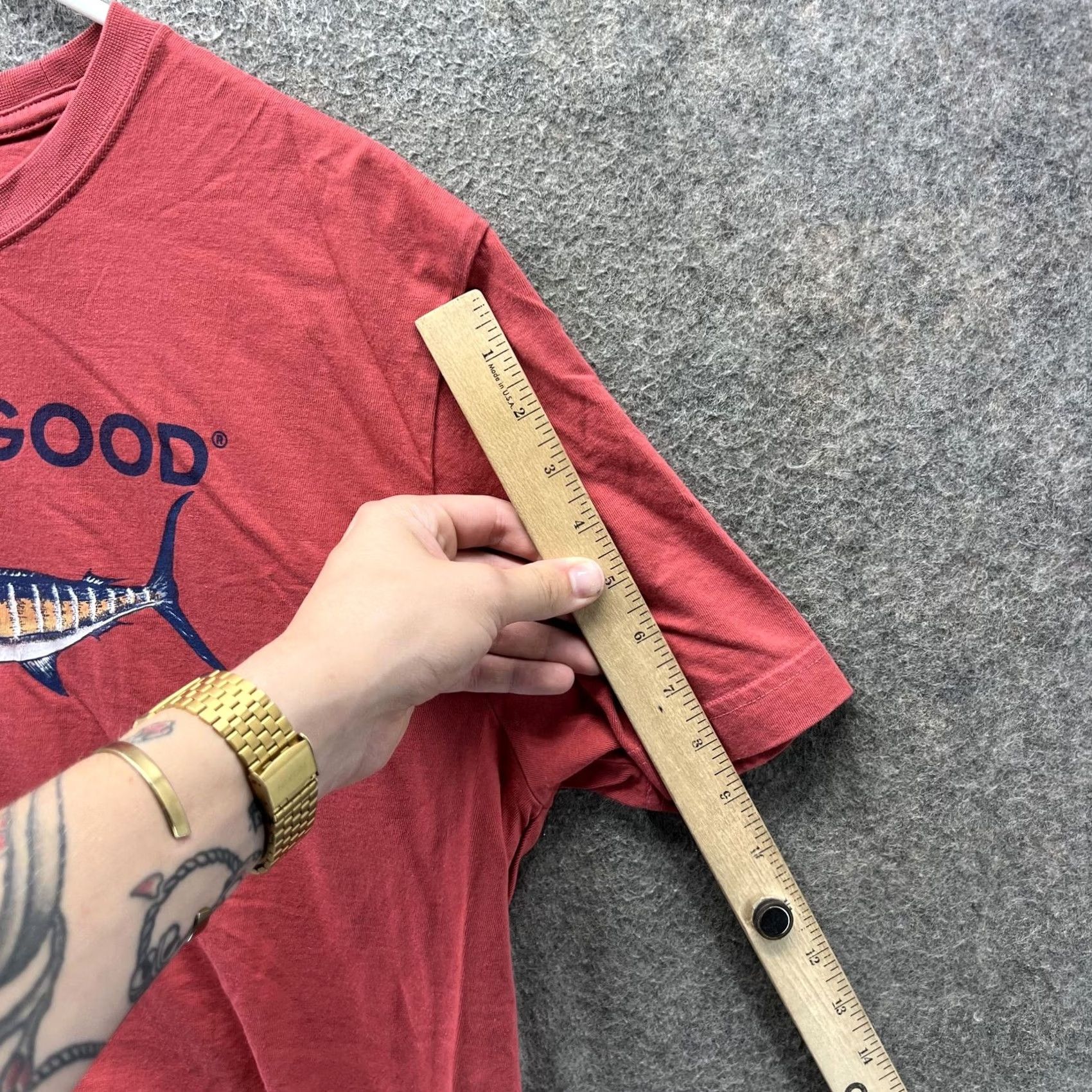 Life is Good Life Is Good Shirt Mens Large Marlin Crusher Tee Short Sleeve Graphic Fishing Red Color Blockigi Size US L / EU 52-54 / 3 - 4 Thumbnail