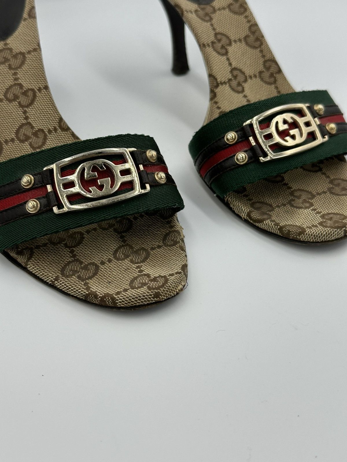 Gucci Gucci cloth heeled sandals monogram interlocking GG with box Size US 6 / IT 36 - 10 Thumbnail