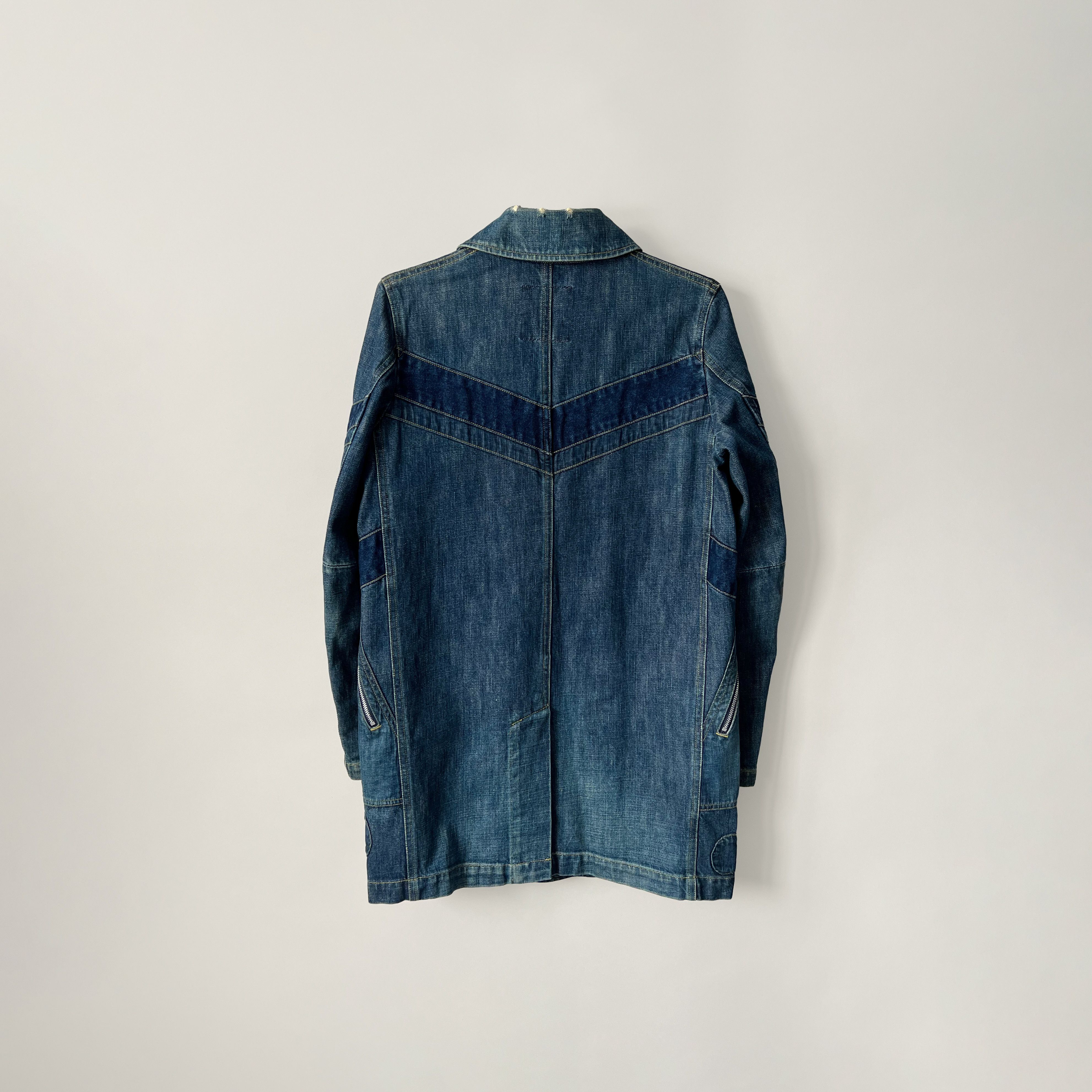 Jun Takahashi AW2001 ‘D.A.V.F.’ Denim Peacoat Size US S / EU 44-46 / 1 - 2 Thumbnail